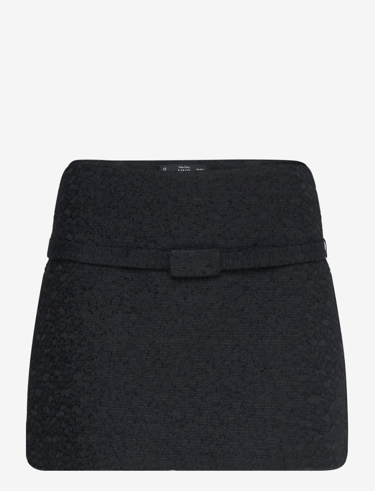 Mango - Tweed mini-skirt with decorative belt - strikkede nederdele - black - 0