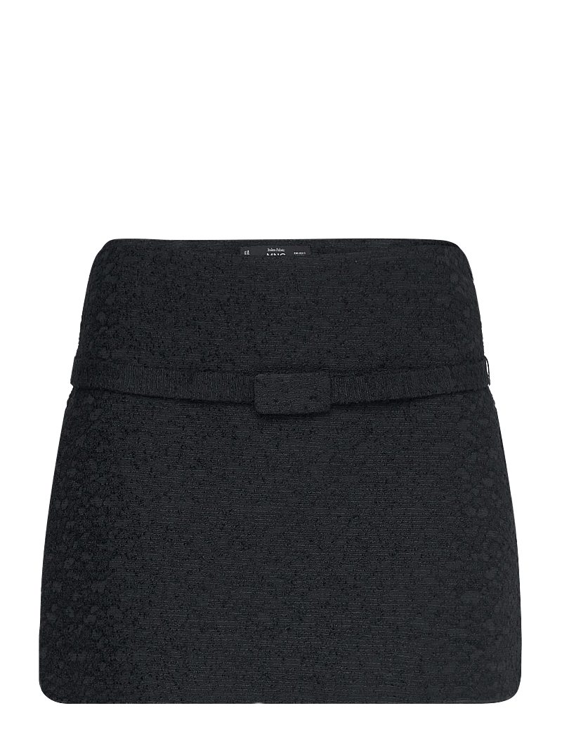 Mango - Tweed mini-skirt with decorative belt - strickröcke - black - 1