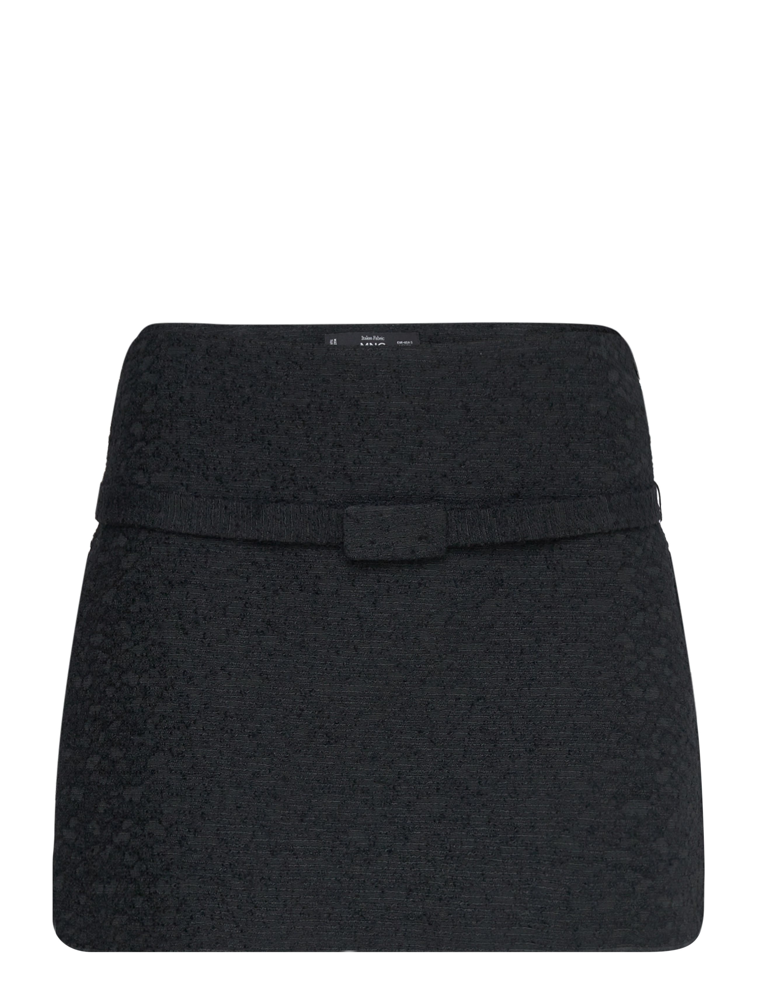 Mango Tweed mini-skirt with decorative belt - Röcke - BLACK / black