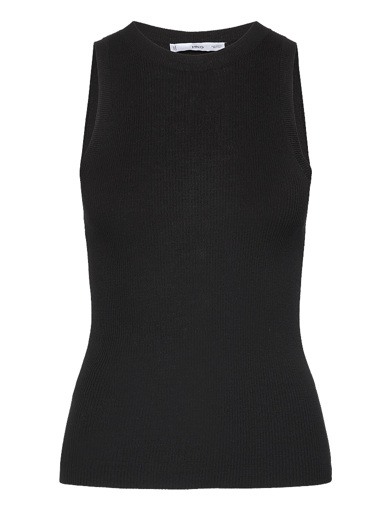 Mango - Ribbed knit top - tanktops - black - 1