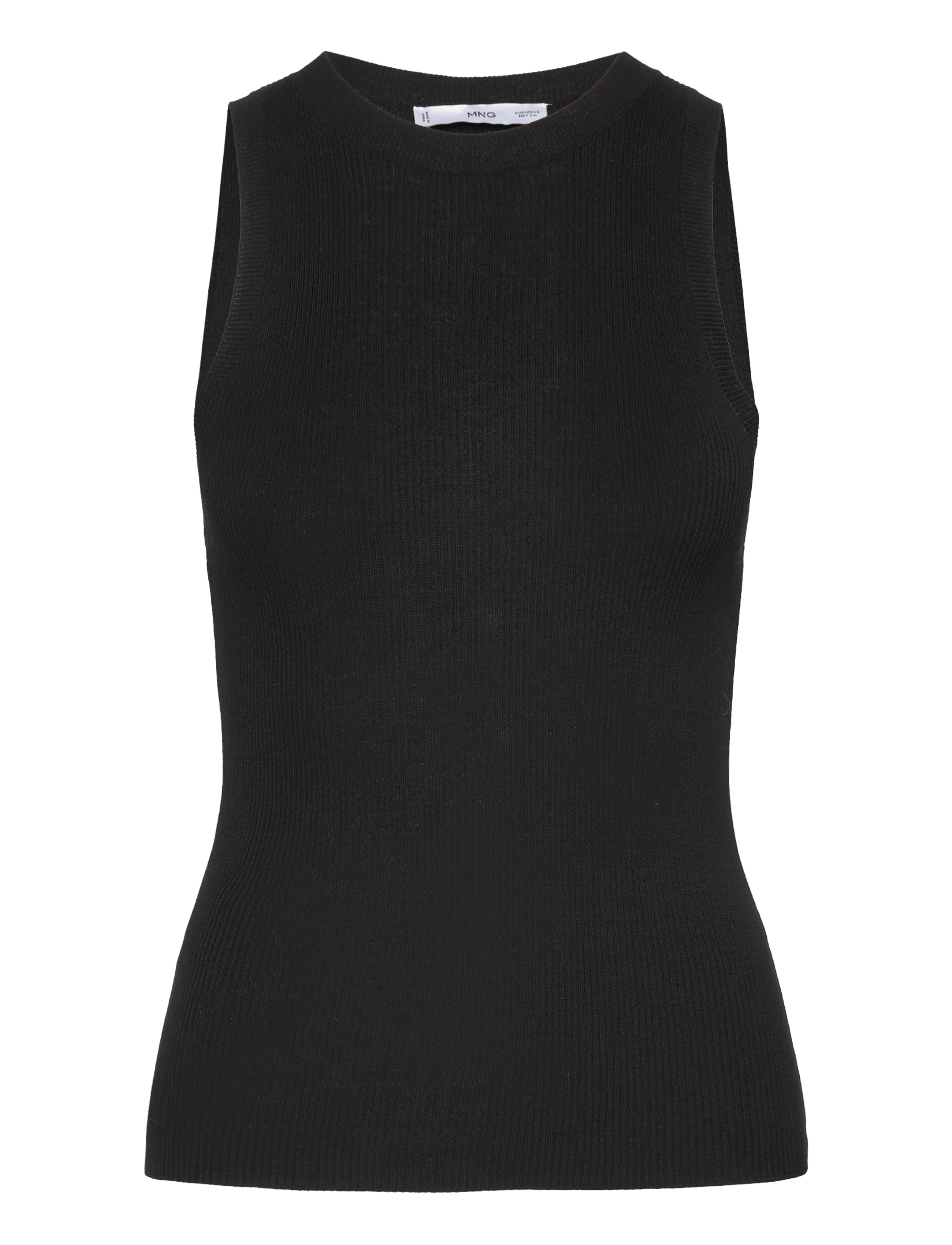 Mango Ribbed knit top - T-shirts & Toppar - BLACK / black