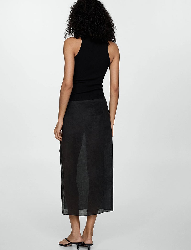 Mango - Ribbed knit top - tanktops - black - 3