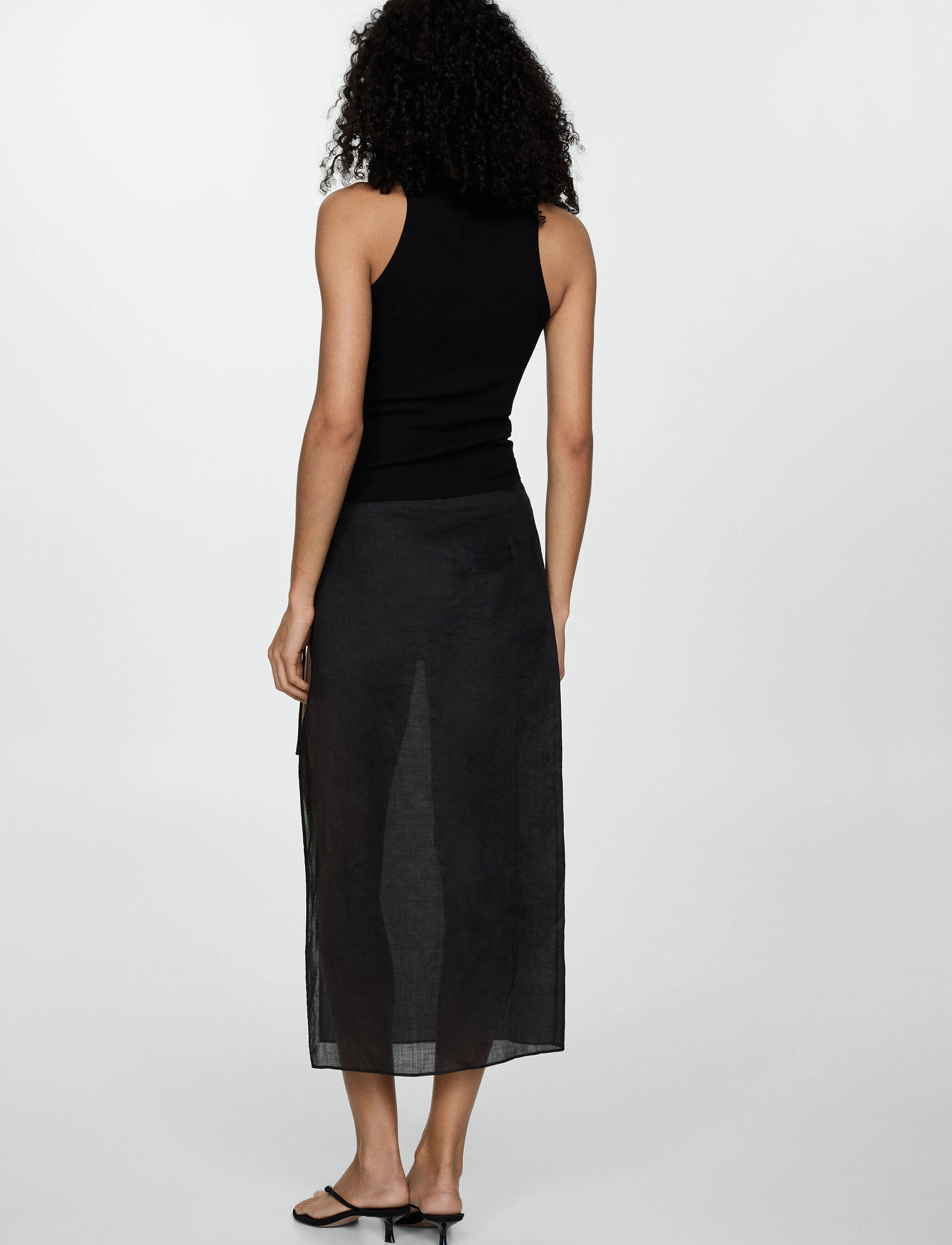 Mango - Ribbed knit top - black - 3