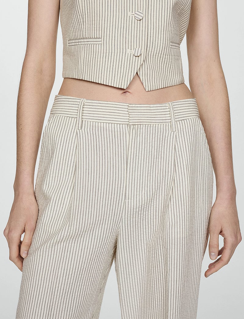 Mango - Straight striped trousers - bukser med lige ben - light beige - 0