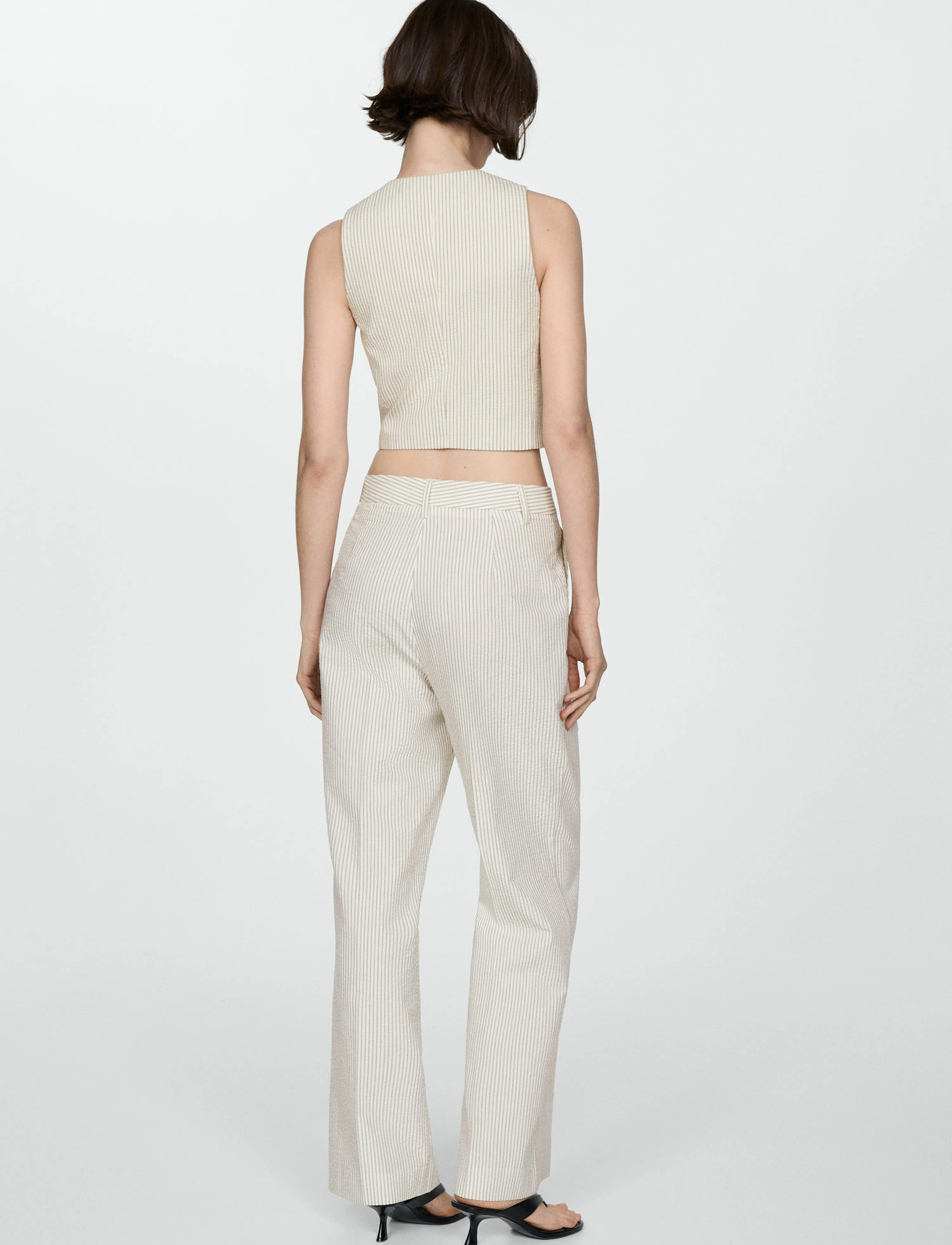 Mango - Straight striped trousers - raka byxor - light beige - 3