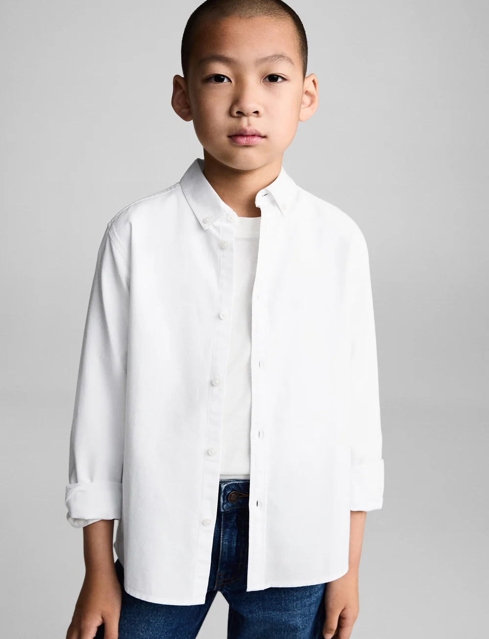 Mango - Oxford cotton shirt - långärmade skjortor - white - 0