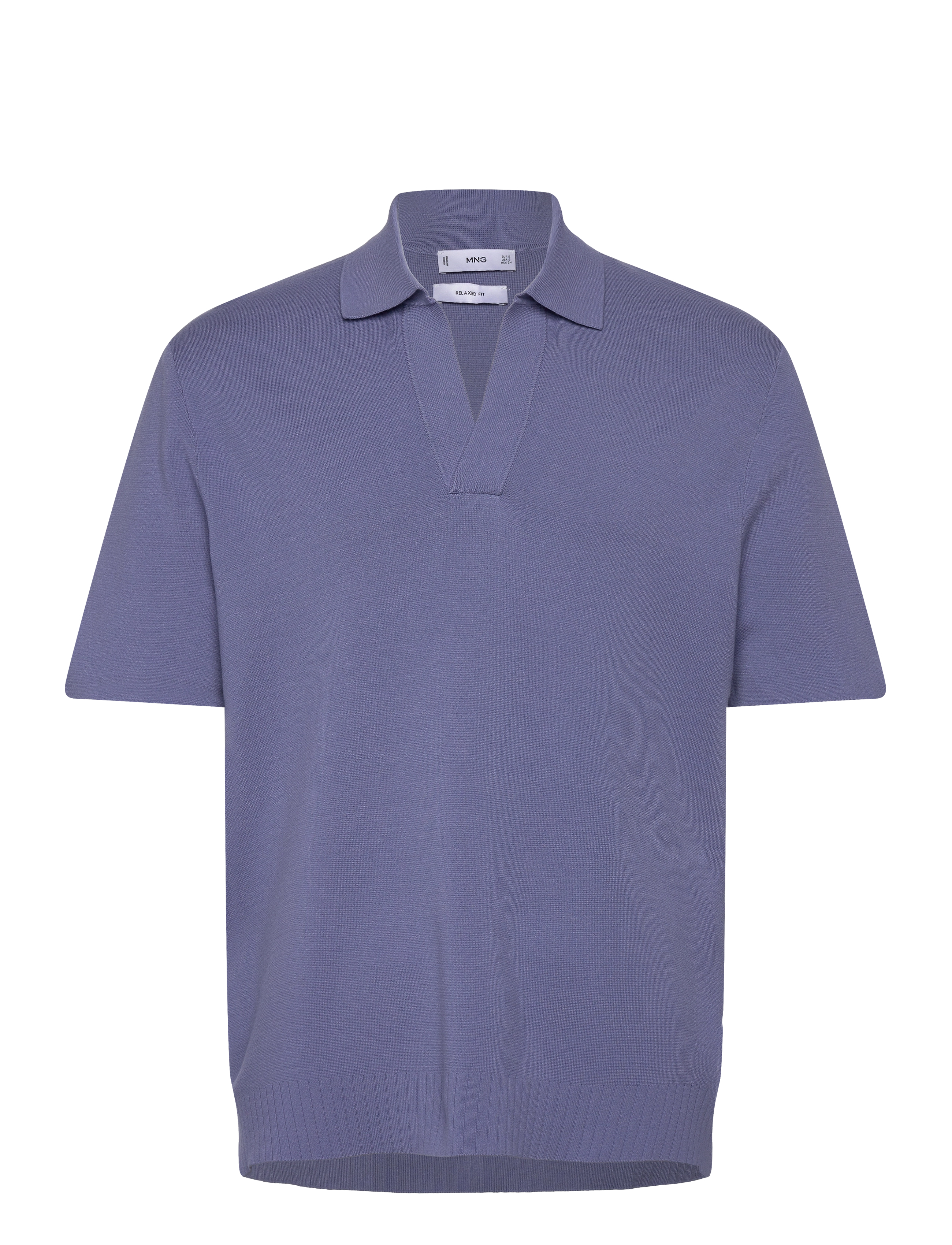 Relaxed-fit knitted polo shirt - LT-PASTEL BLUE