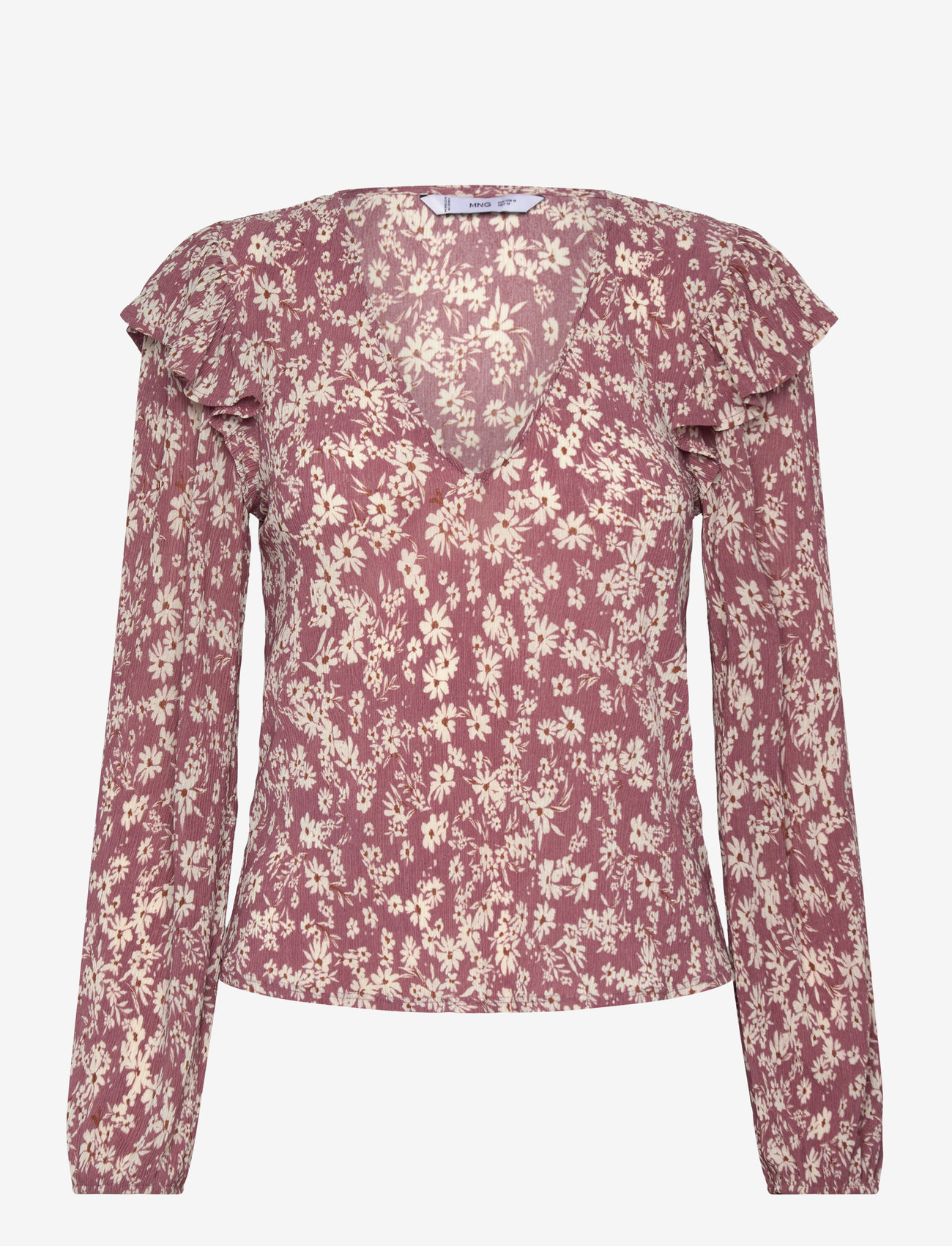 Mango - Ruffles printed blouse - langærmede bluser - pink - 0