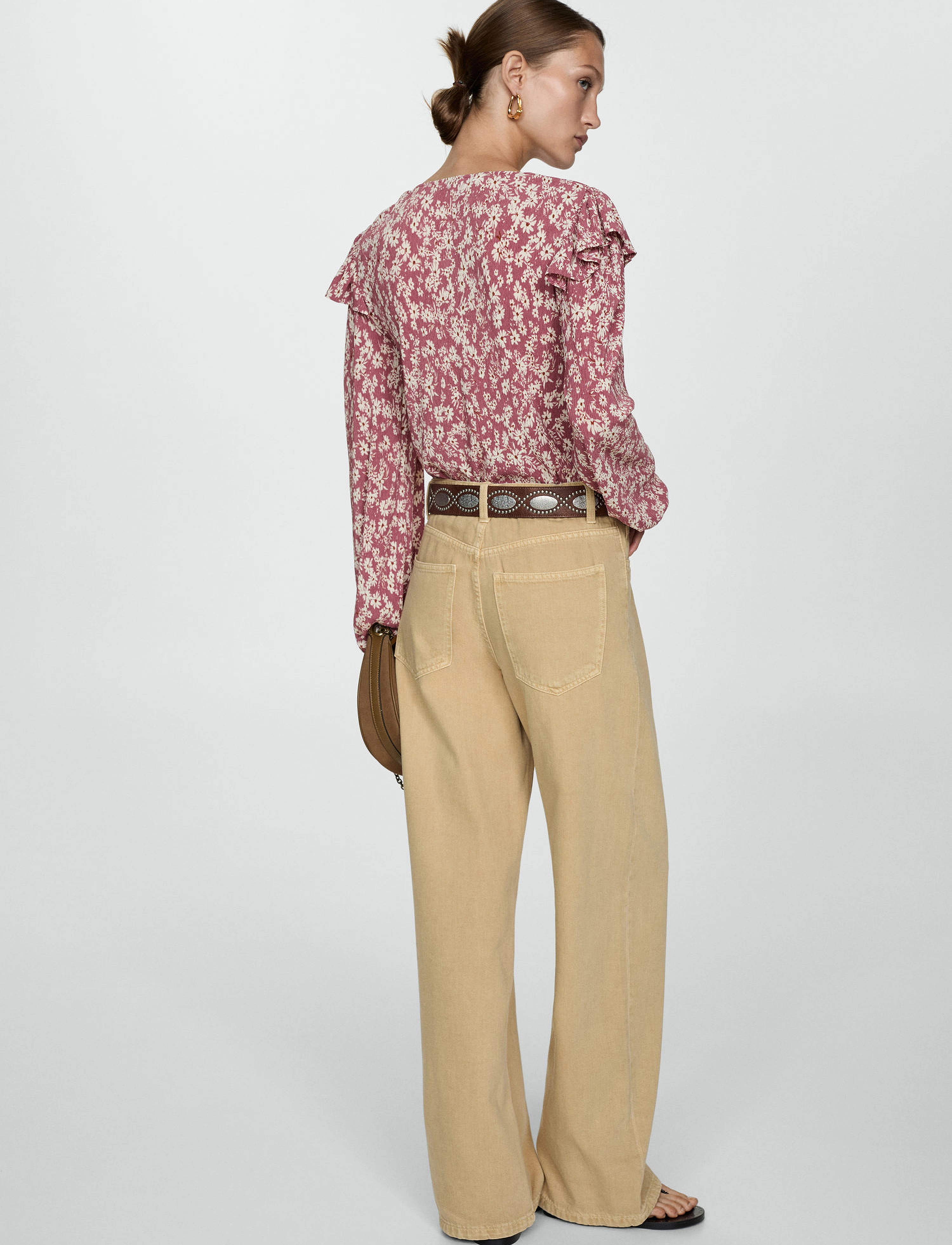 Mango - Ruffles printed blouse - blouses met lange mouwen - pink - 3