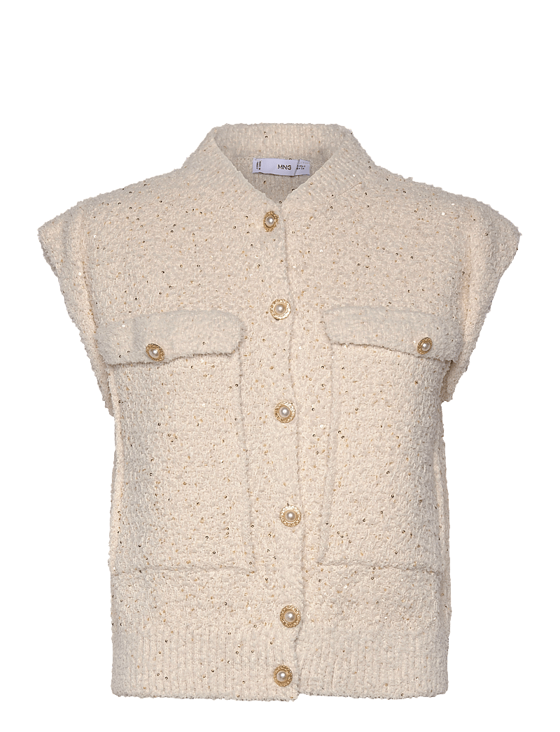 Mango - Sequin knitted vest - stickade västar - light beige - 1