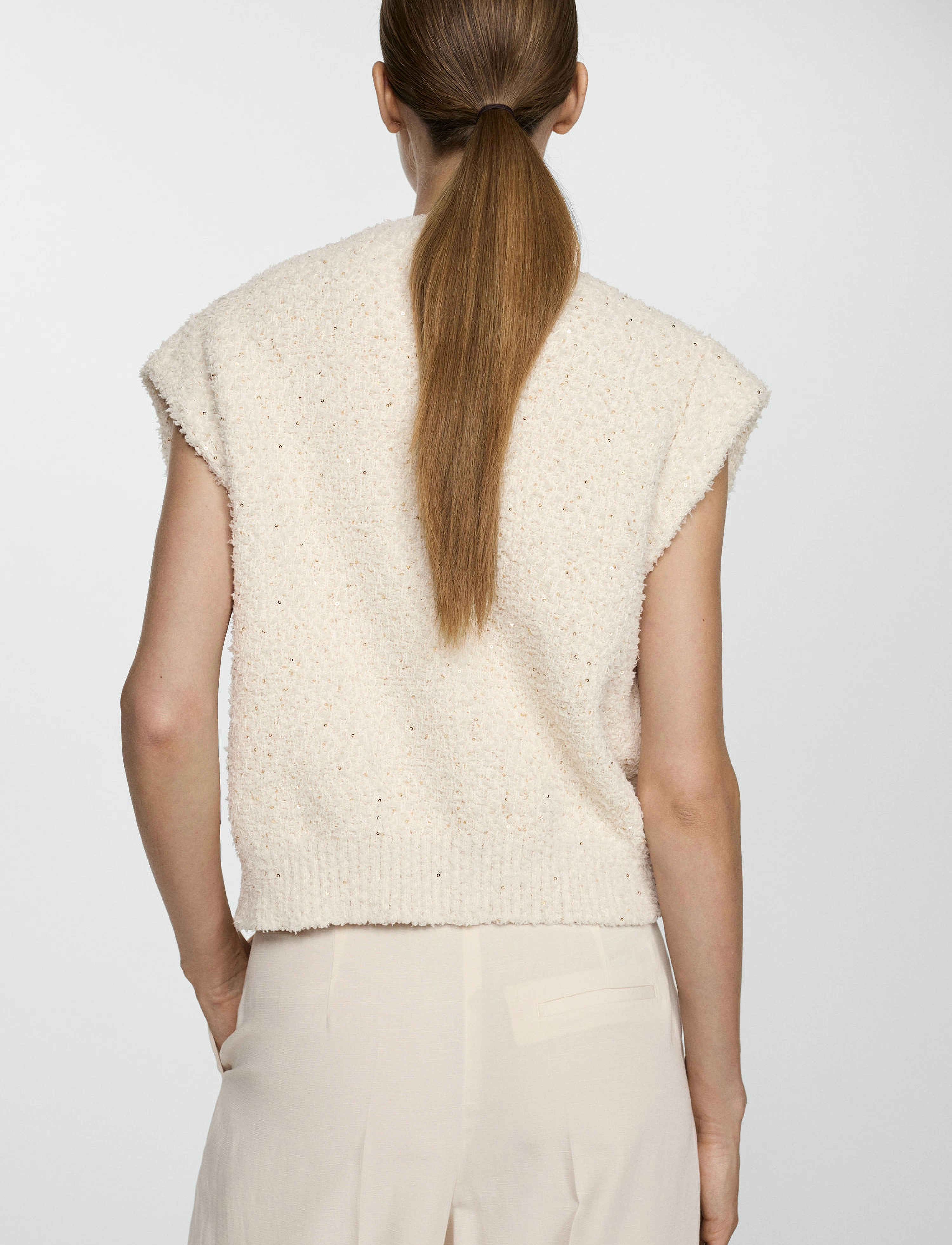 Mango - Sequin knitted vest - neuleliivit - light beige - 3