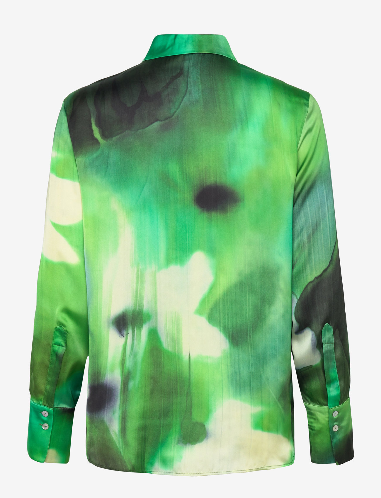 Mango - Satin print shirt - langärmlige hemden - green - 2