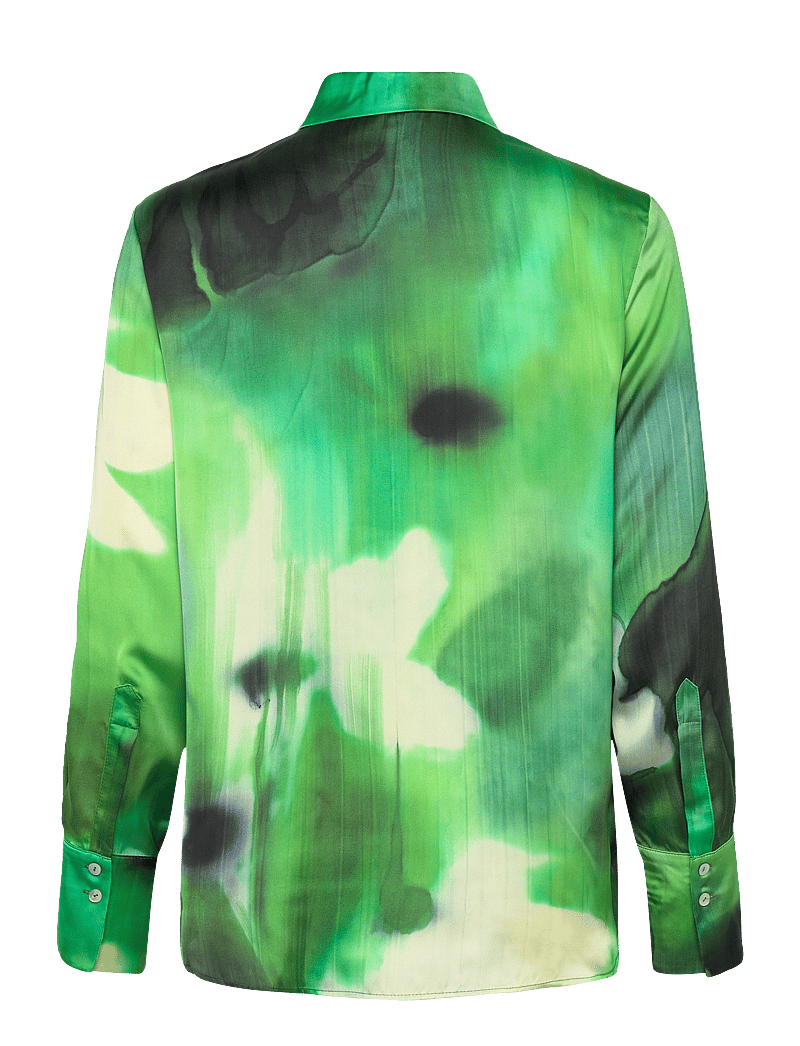 Mango - Satin print shirt - langärmlige hemden - green - 2