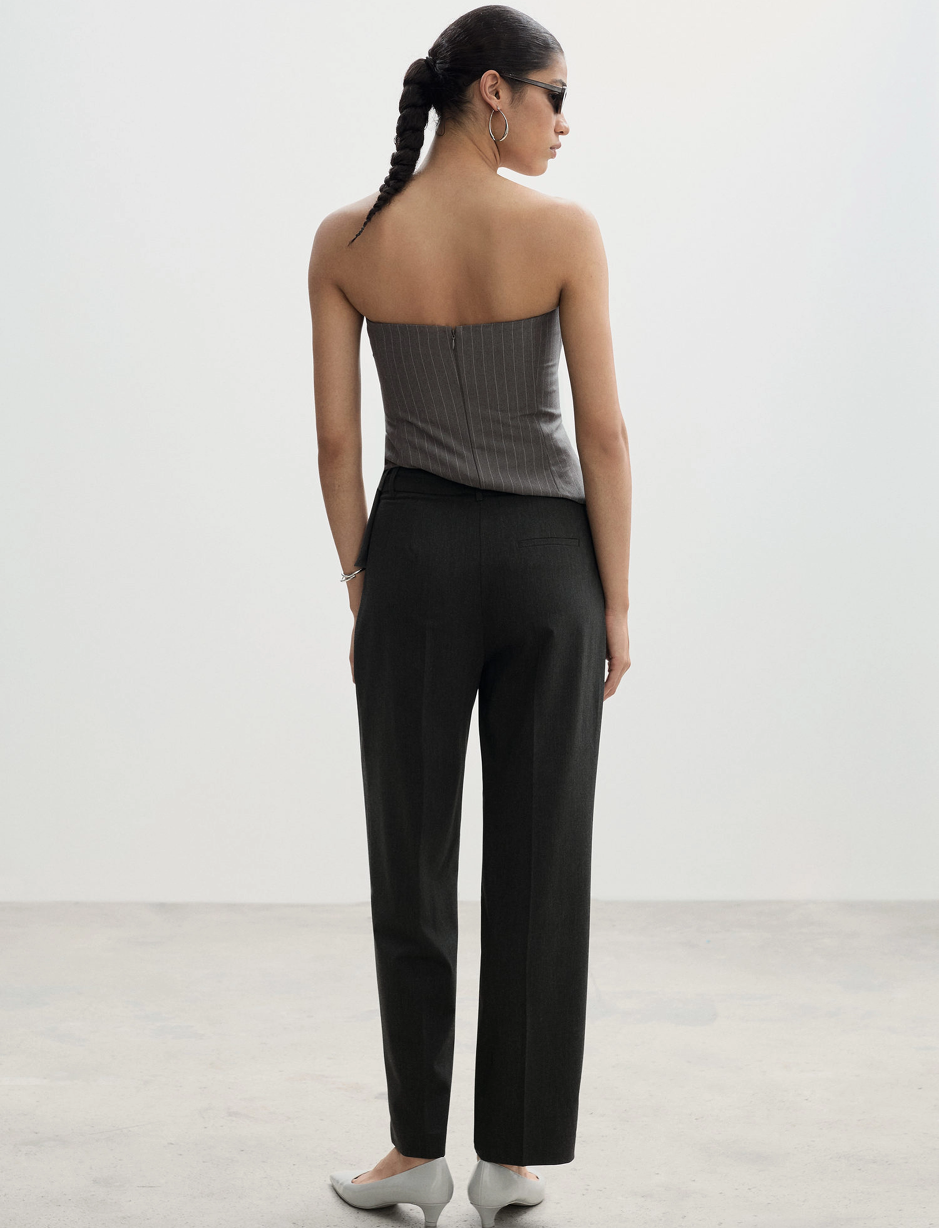 Mango - Straight-fit pleated trousers - festmode zu outlet-preisen - grey - 3