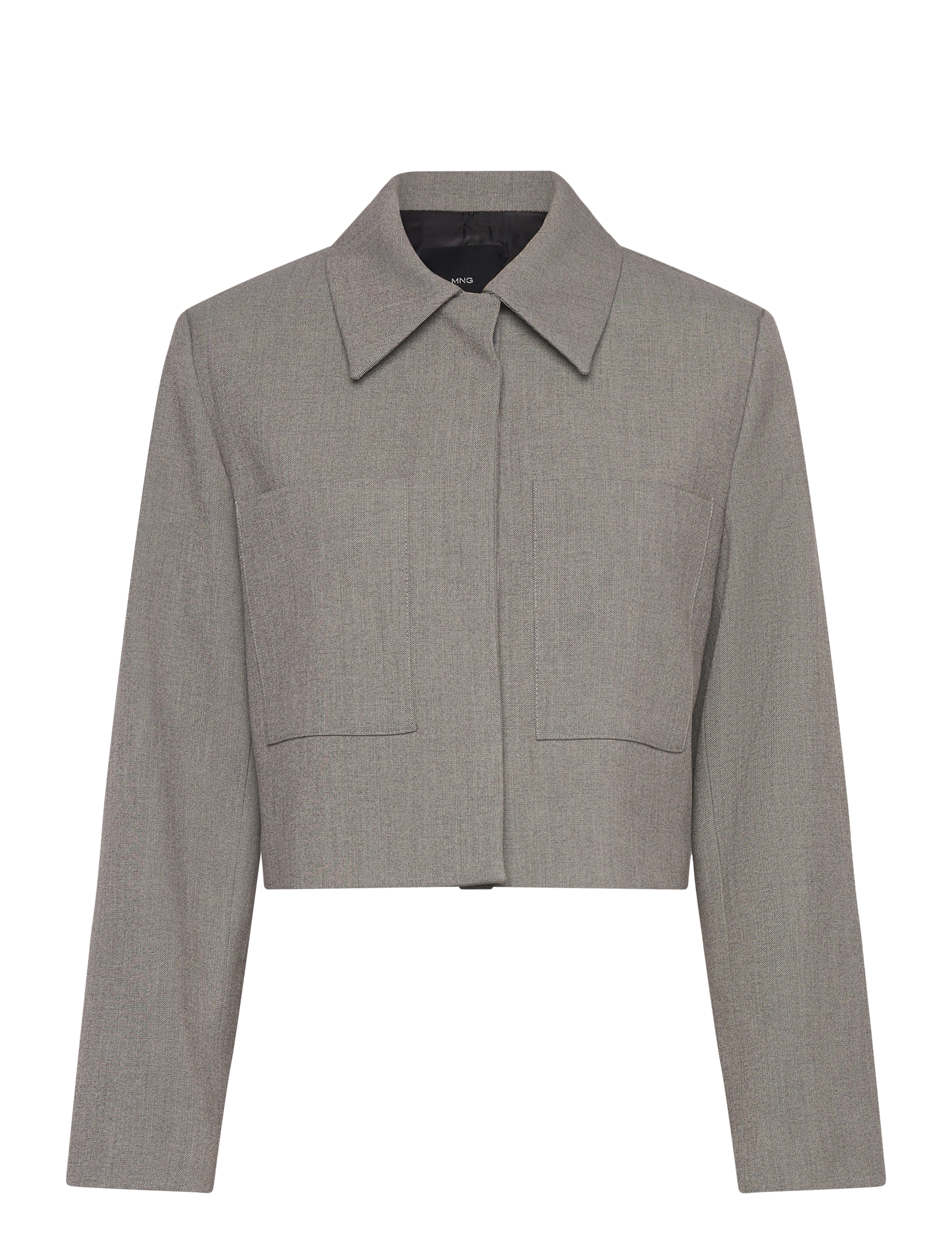 Mango Cropped jacket with pockets - Cropped-Blazer - LT PASTEL GREY / grey