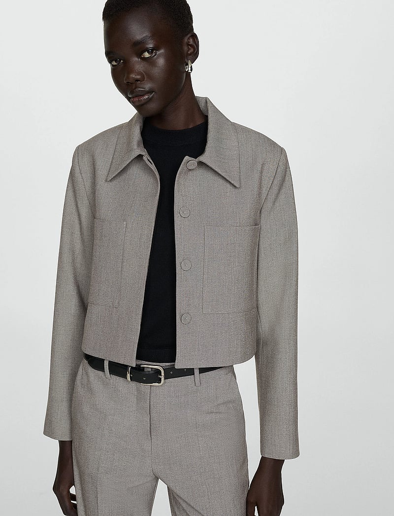 Mango - Cropped jacket with pockets - cropped-blazer - lt pastel grey - 0