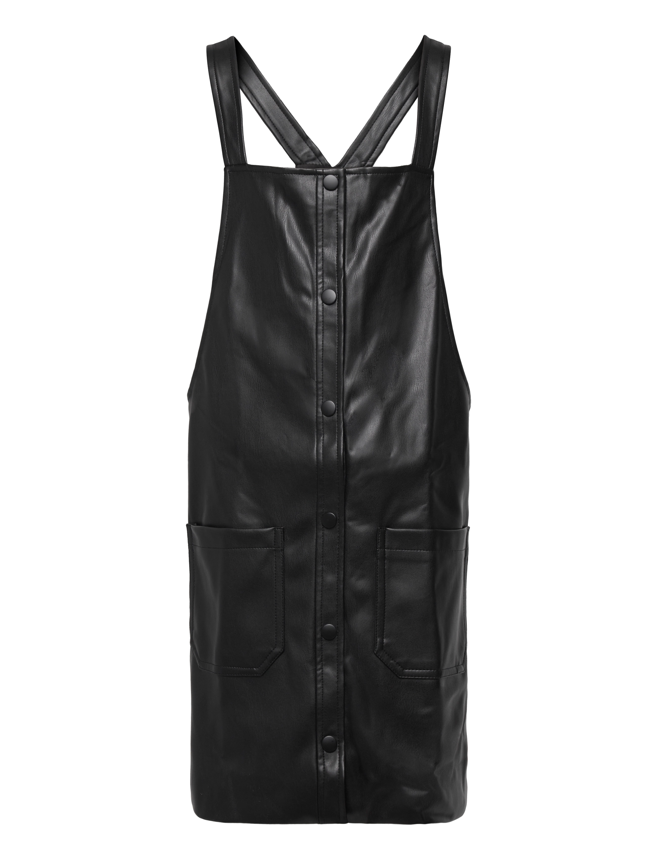 Leather-effect pinafore dress - BLACK