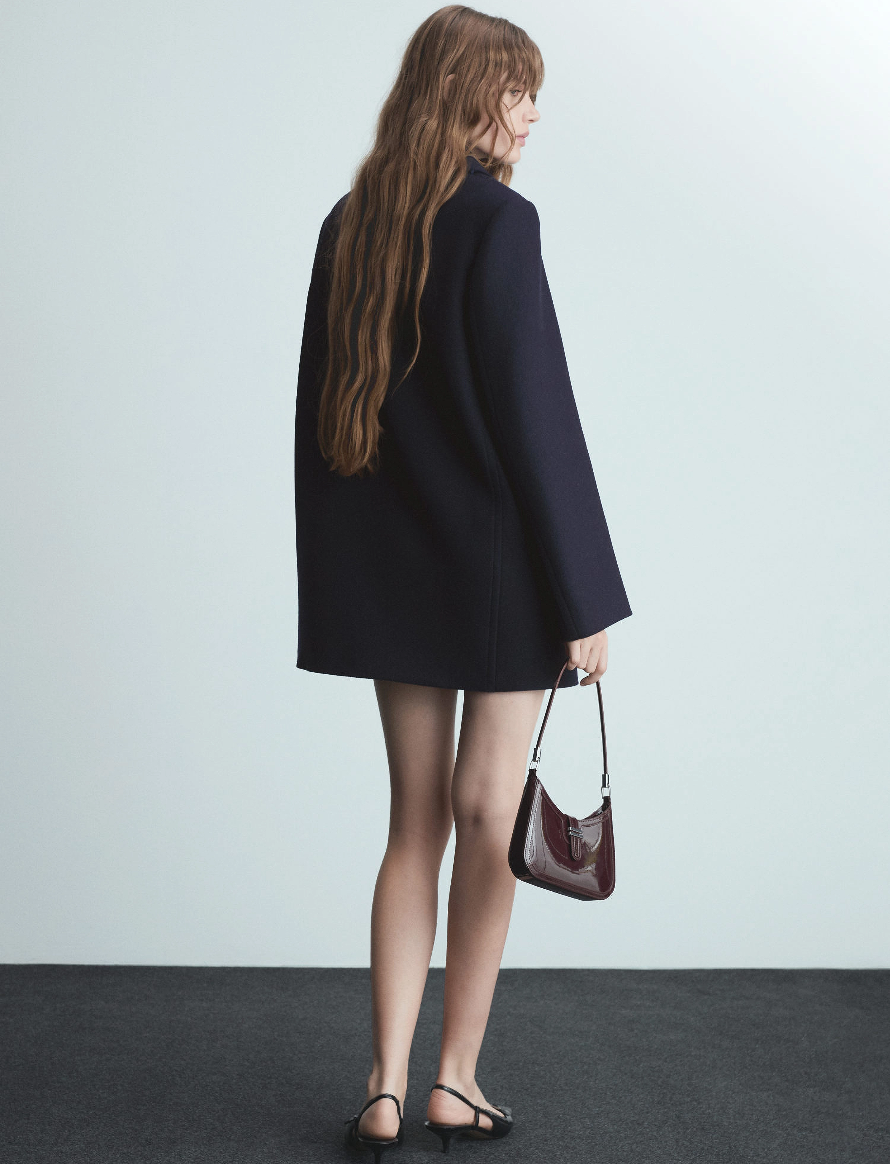 Mango - Structured oversize wool coat - ytterkläder - navy - 3