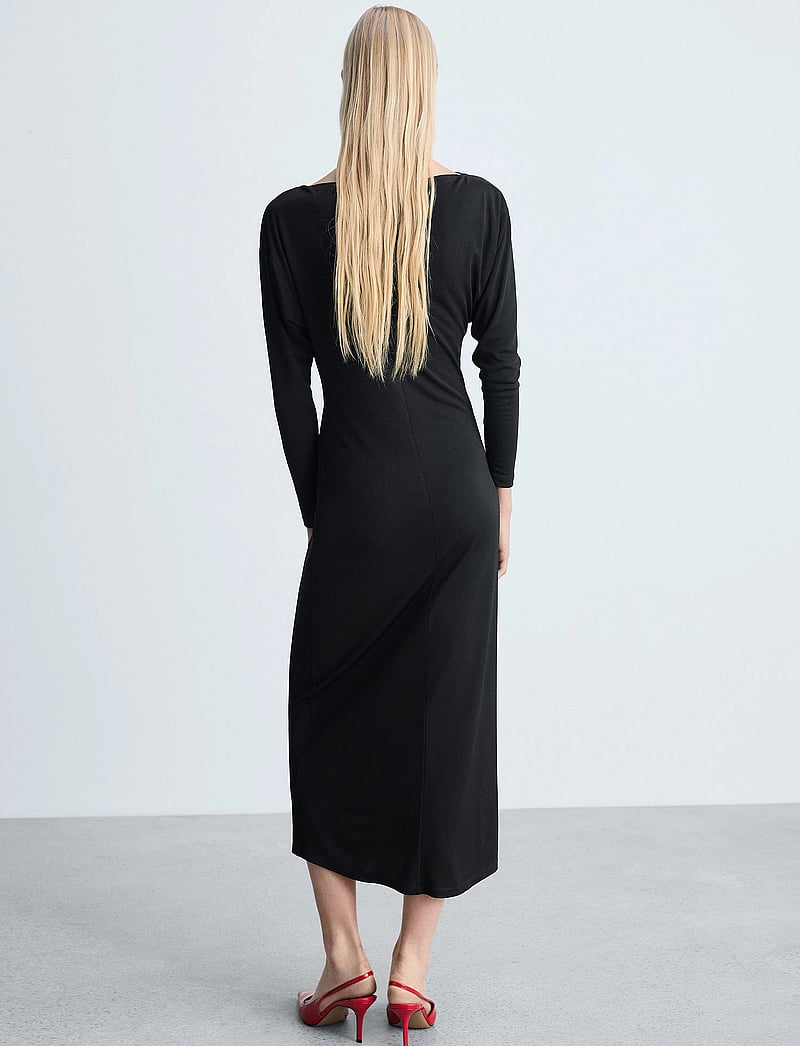 Mango - Off-the-shoulder ruffled dress - cocktailkjoler - black - 3