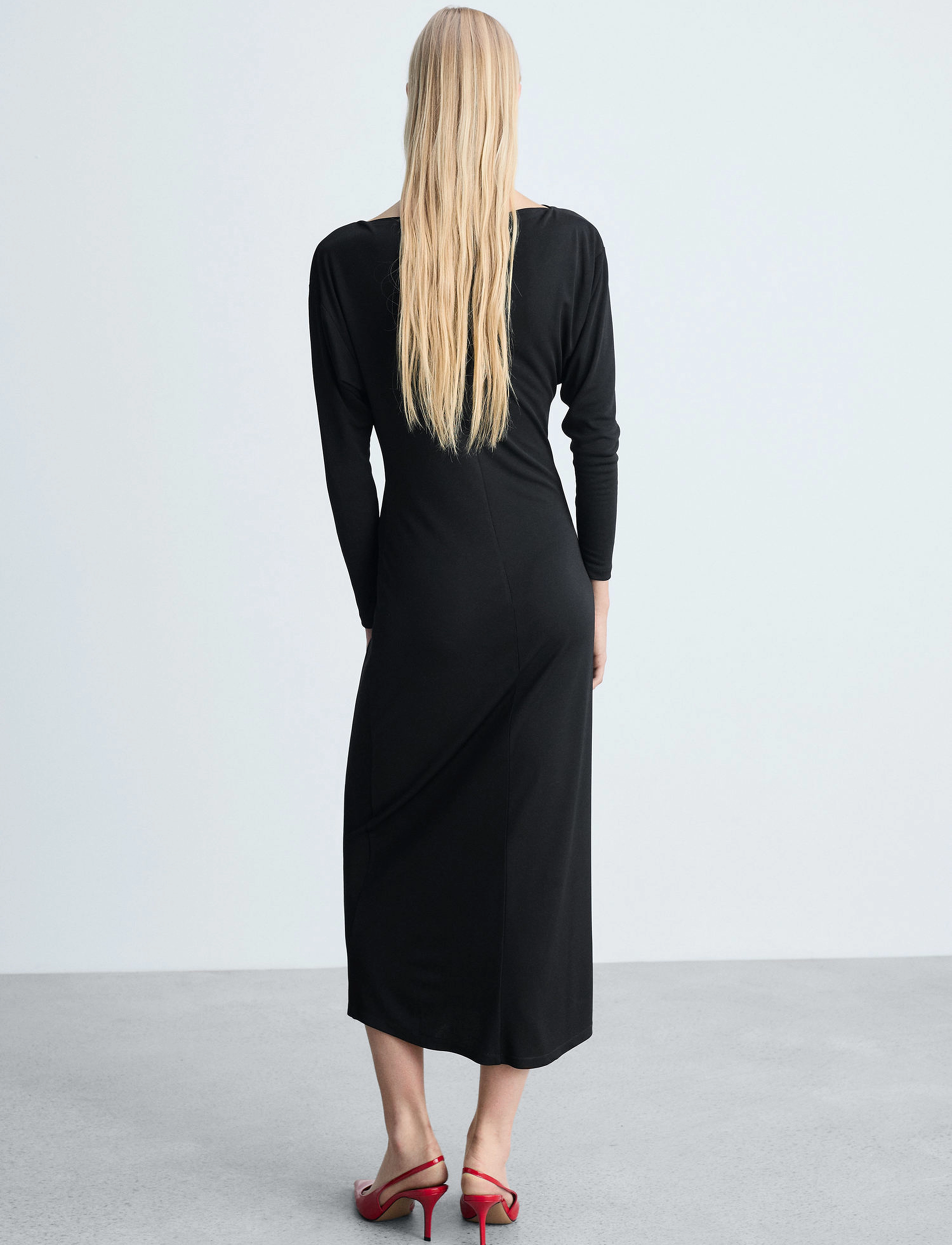 Mango - Off-the-shoulder ruffled dress - midikleider - black - 3