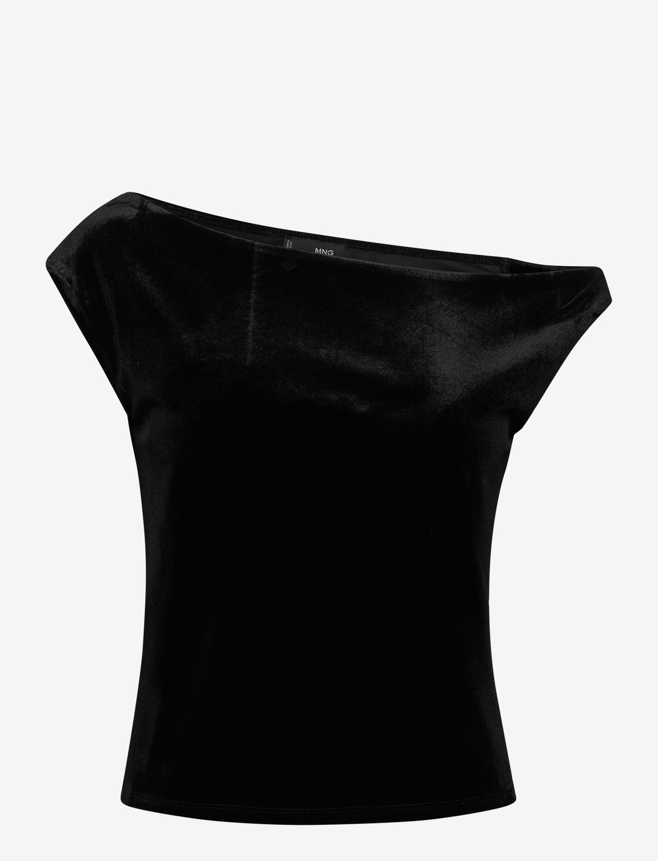 Mango - Asymmetric velvet top - black - 1