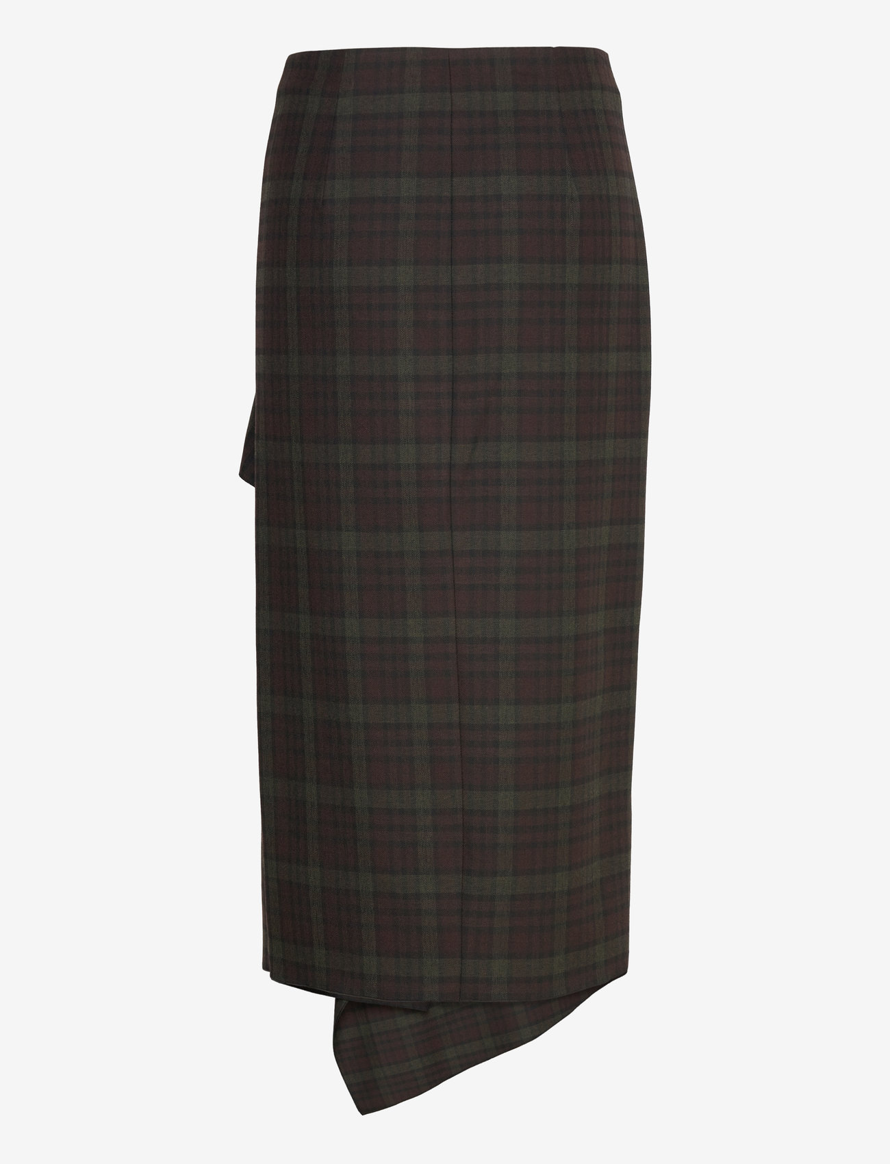 Mango - Checked asymmetric skirt - beige - khaki - 2