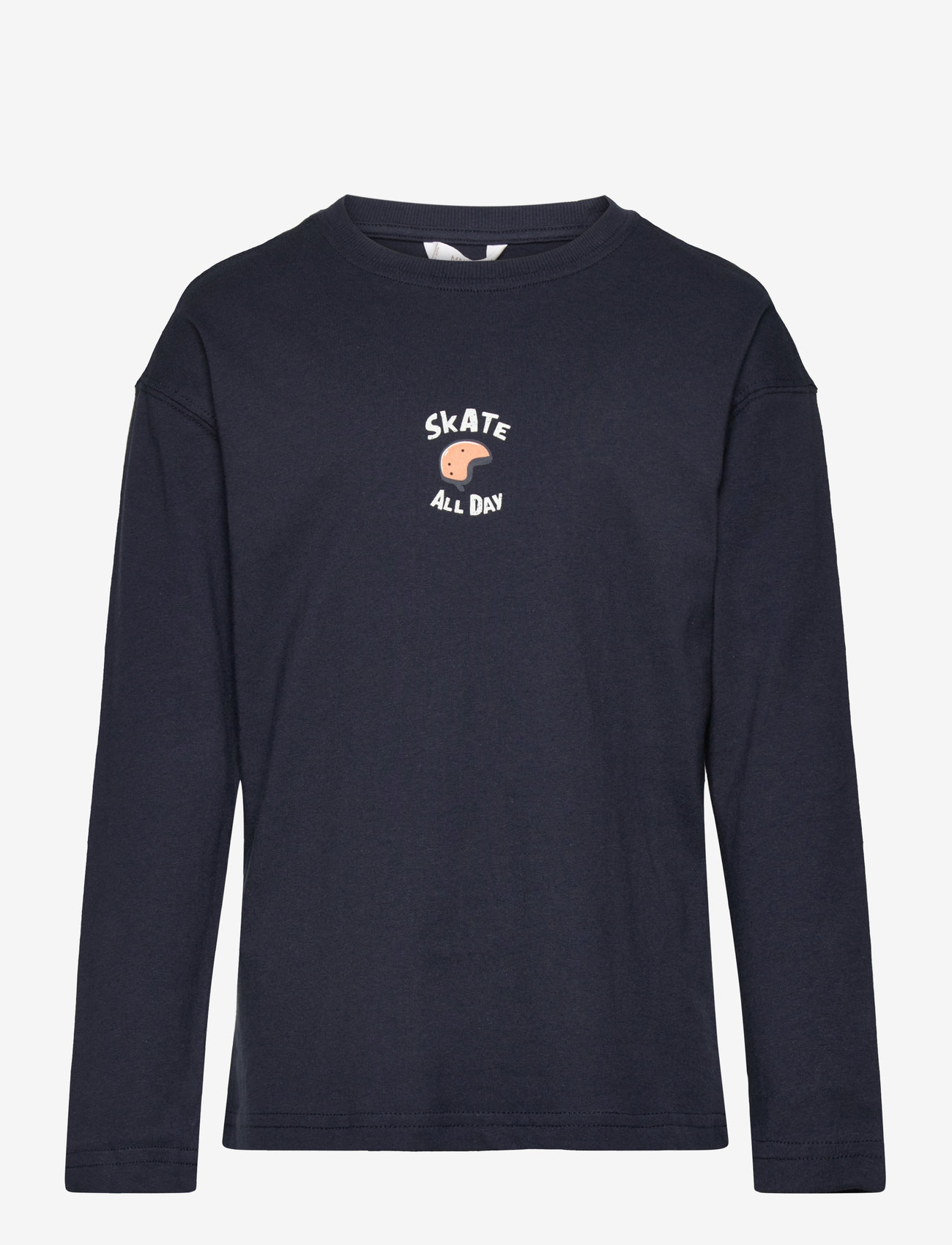Mango - Printed cotton-blend T-shirt - efterårstøj - navy - 0