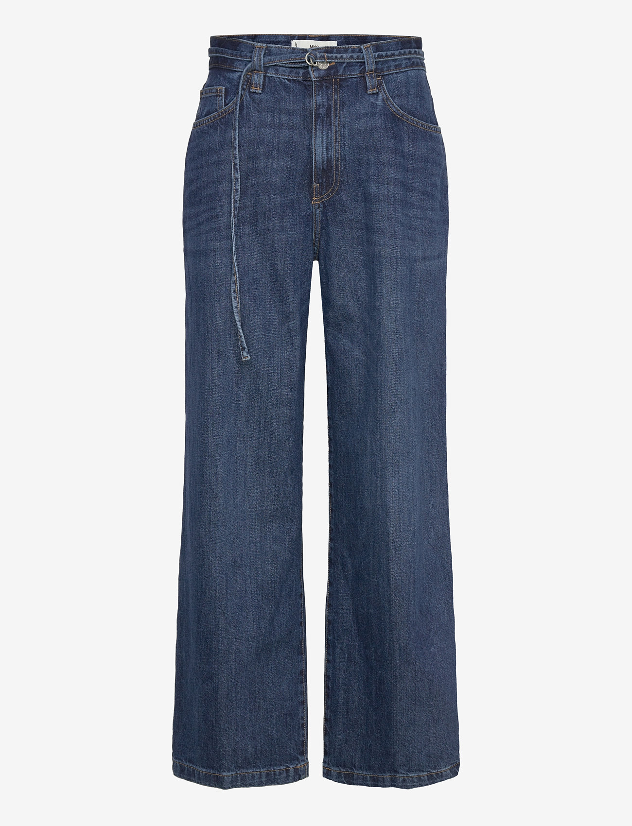 Mango - Wide-leg jeans with belt - open blue - 0