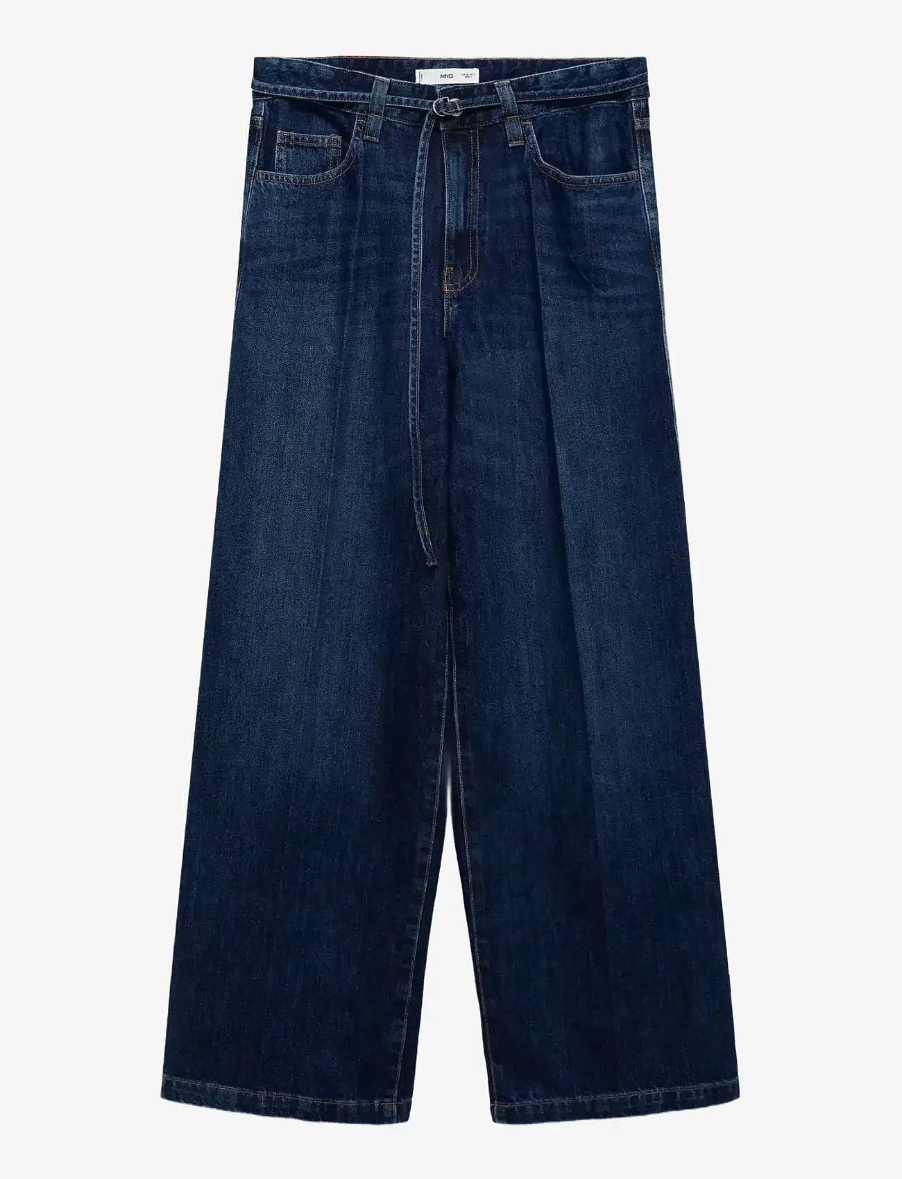 Mango - Wide-leg jeans with belt - open blue - 2