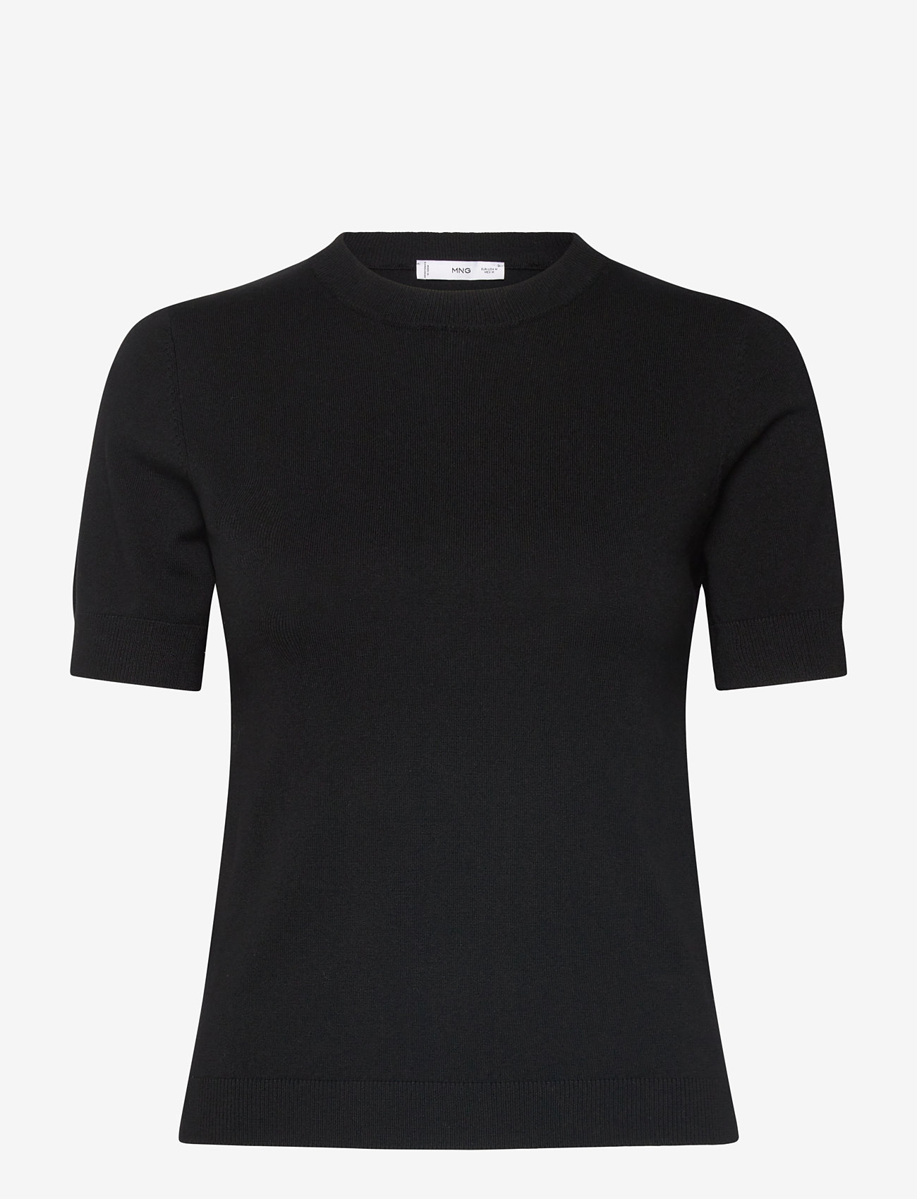 Mango - Short-sleeved fine-knit sweater - efterårstøj - black - 0