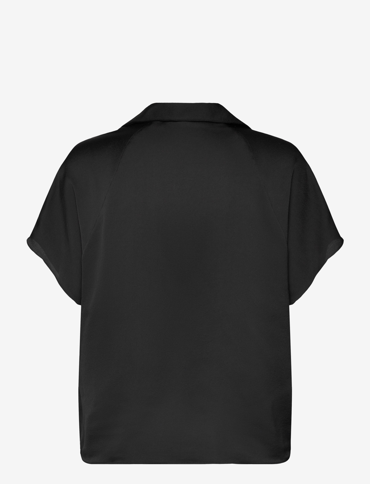 Mango - Short-sleeved satin shirt - kortærmede skjorter - black - 2