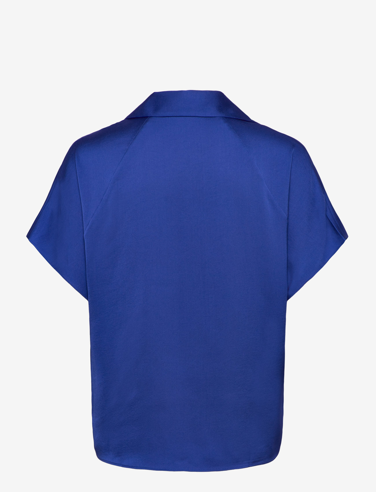 Mango - Short-sleeved satin shirt - kortærmede skjorter - dark blue - 1