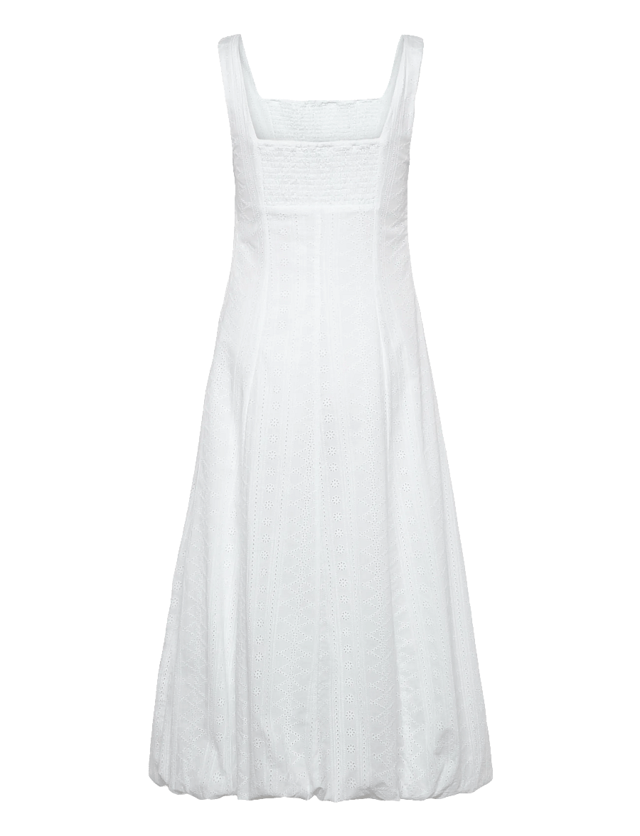 Mango - Embroidered dress with puffed hem - white - 1