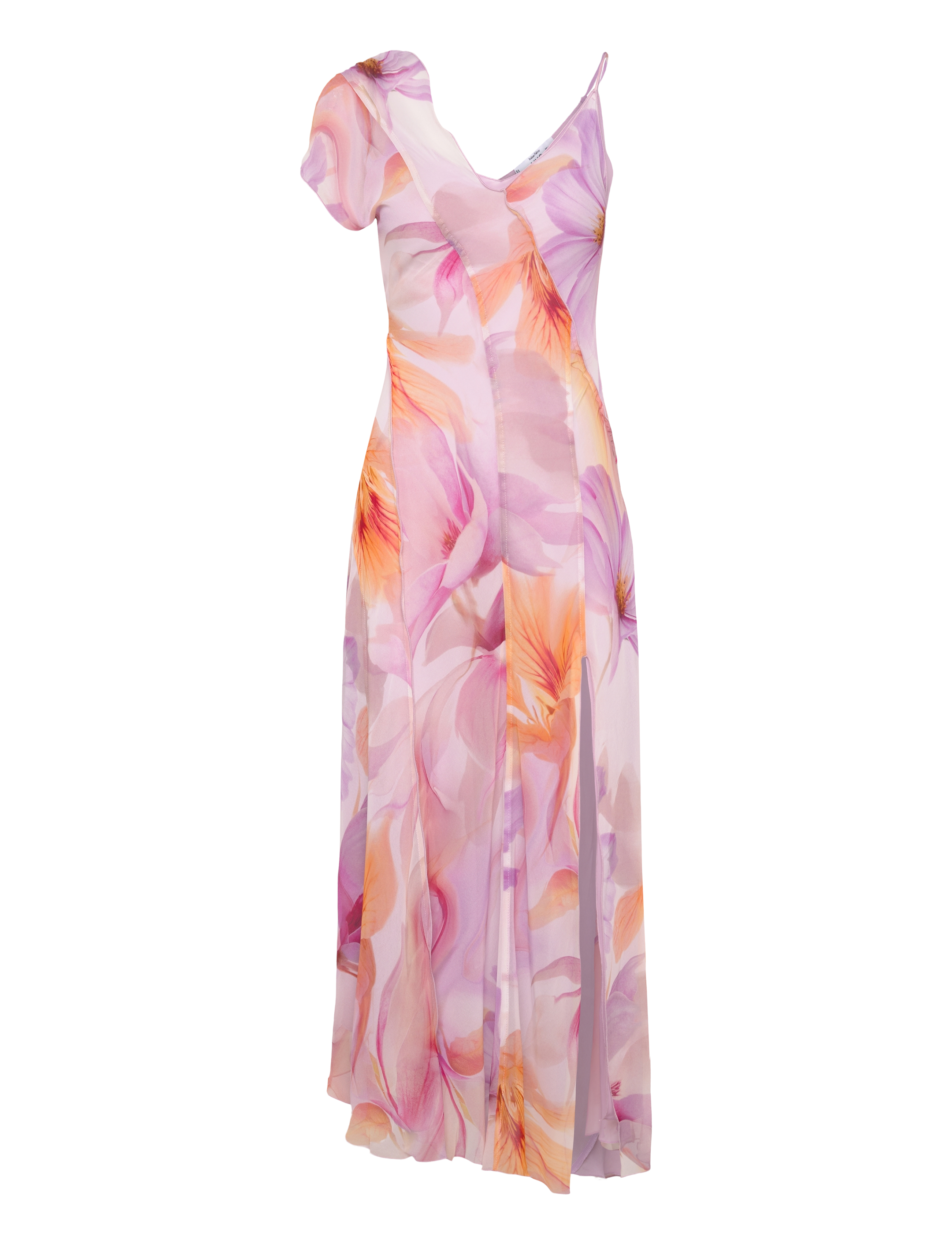 MANGO Floral-Print Kleid With Asymmetrical Straps Pink - M - Damen