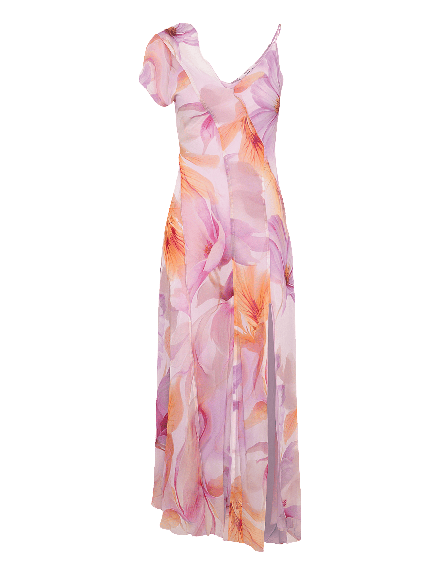 Mango - Floral-print dress with asymmetrical straps - sommarklänningar - lt-pastel purple - 1