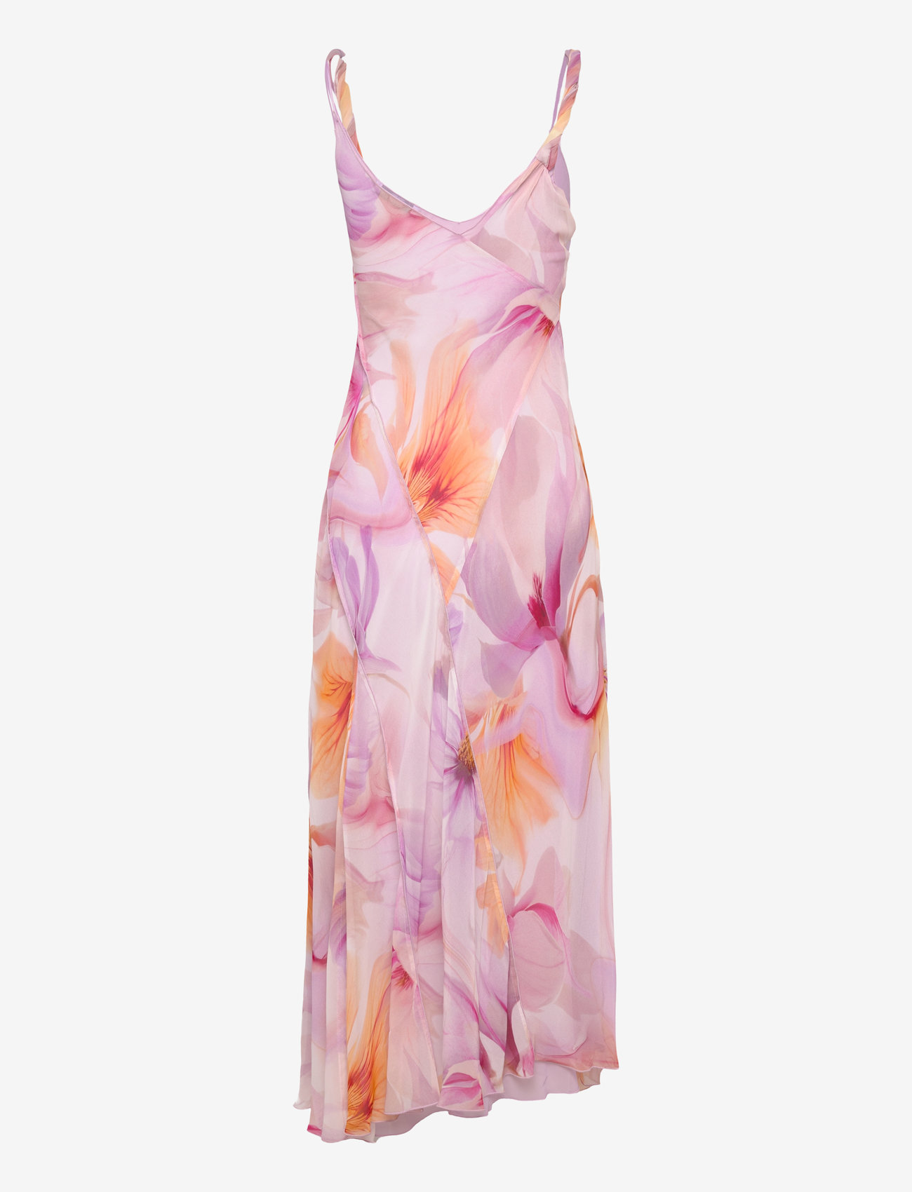 Mango - Floral-print dress with asymmetrical straps - sommerkjoler - lt-pastel purple - 2