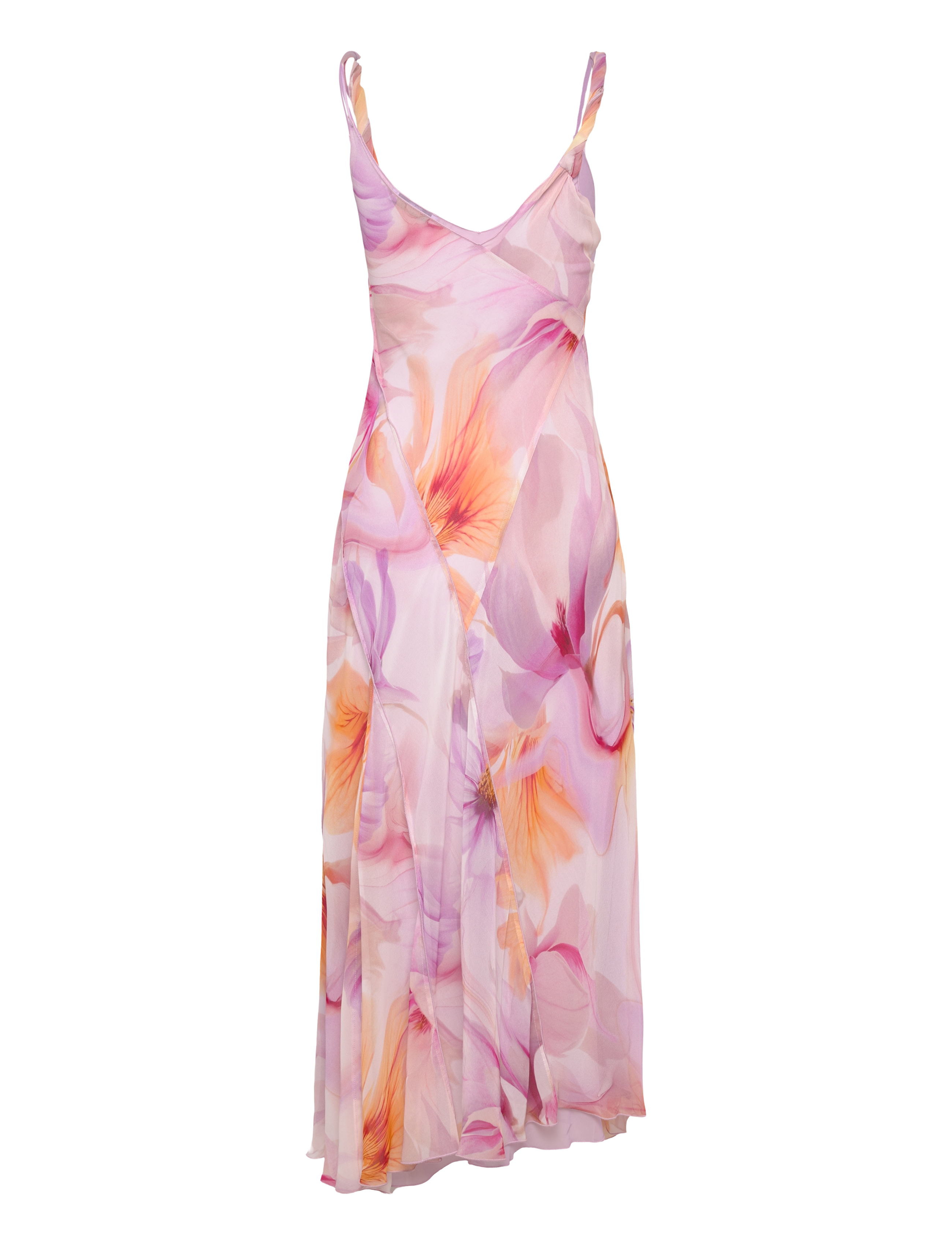 Mango - Floral-print dress with asymmetrical straps - suvekleidid - lt-pastel purple - 2