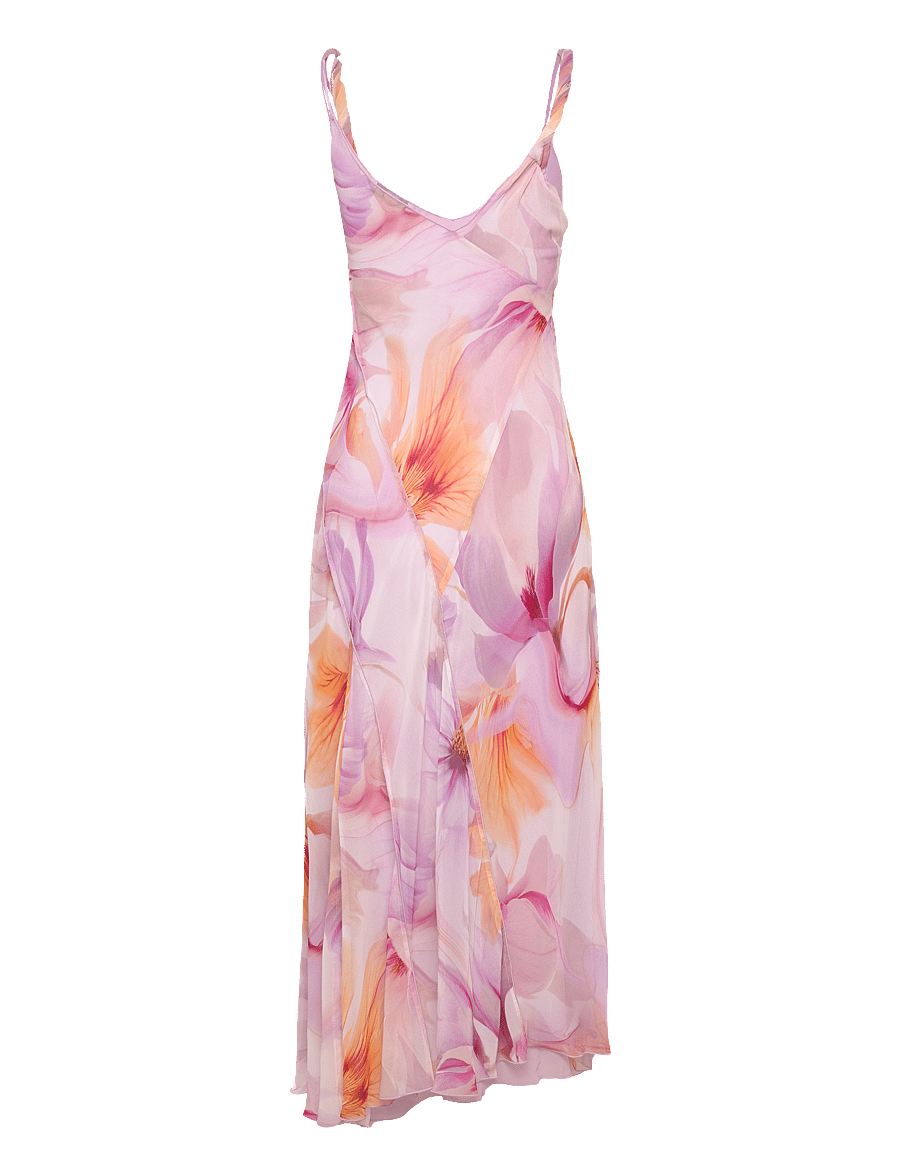 Mango - Floral-print dress with asymmetrical straps - sommarklänningar - lt-pastel purple - 2