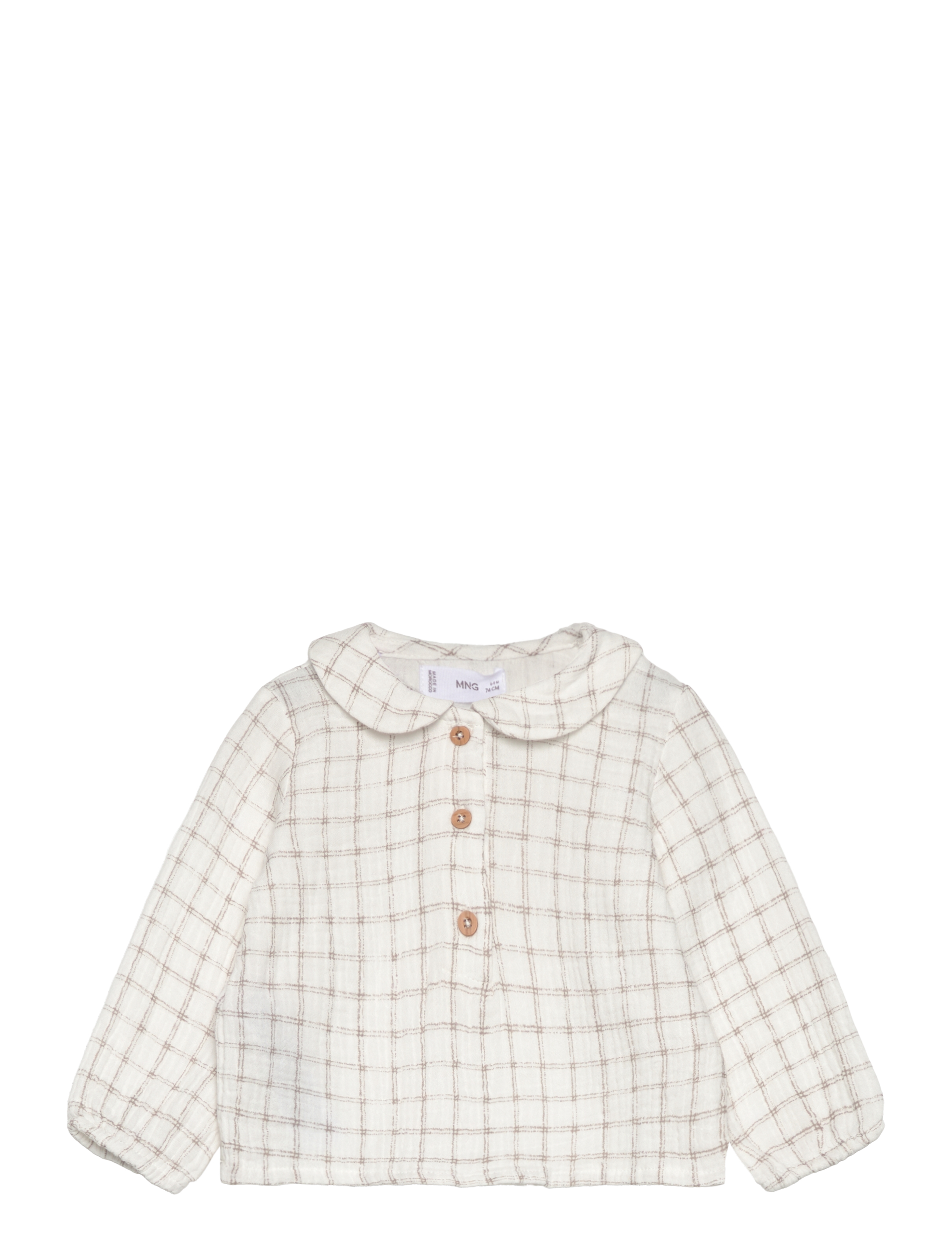 Check cotton blouse - NATURAL WHITE