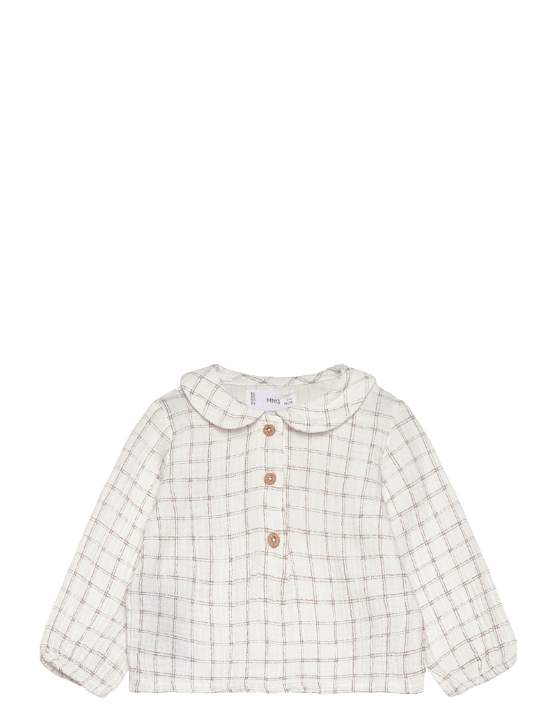 Mango - Check cotton blouse - blusen & tuniken - natural white - 0