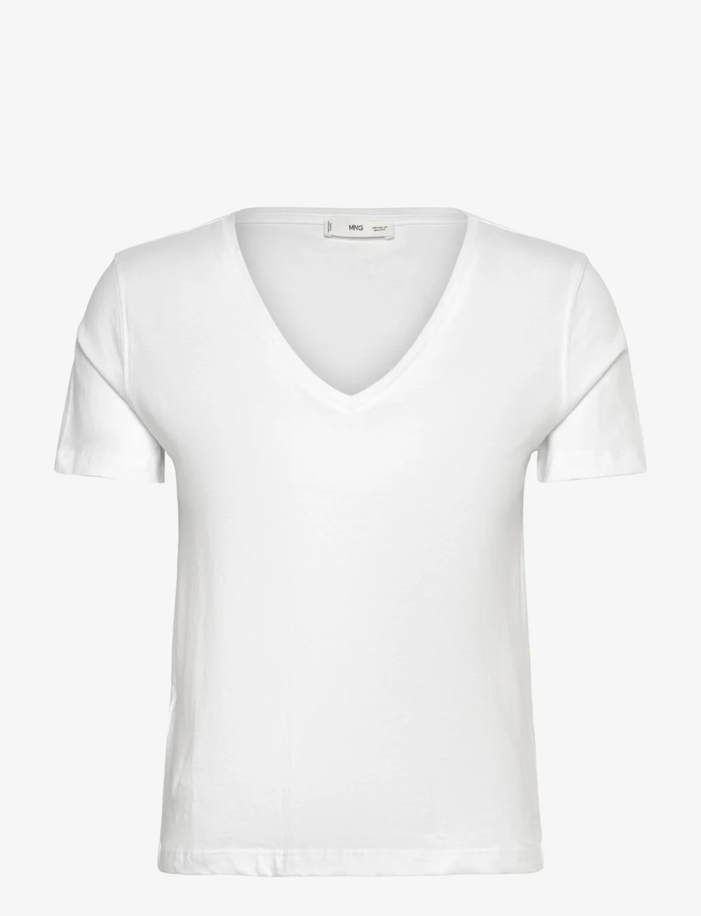 Mango - V-neck cotton T-shirt - t-shirts - white - 1