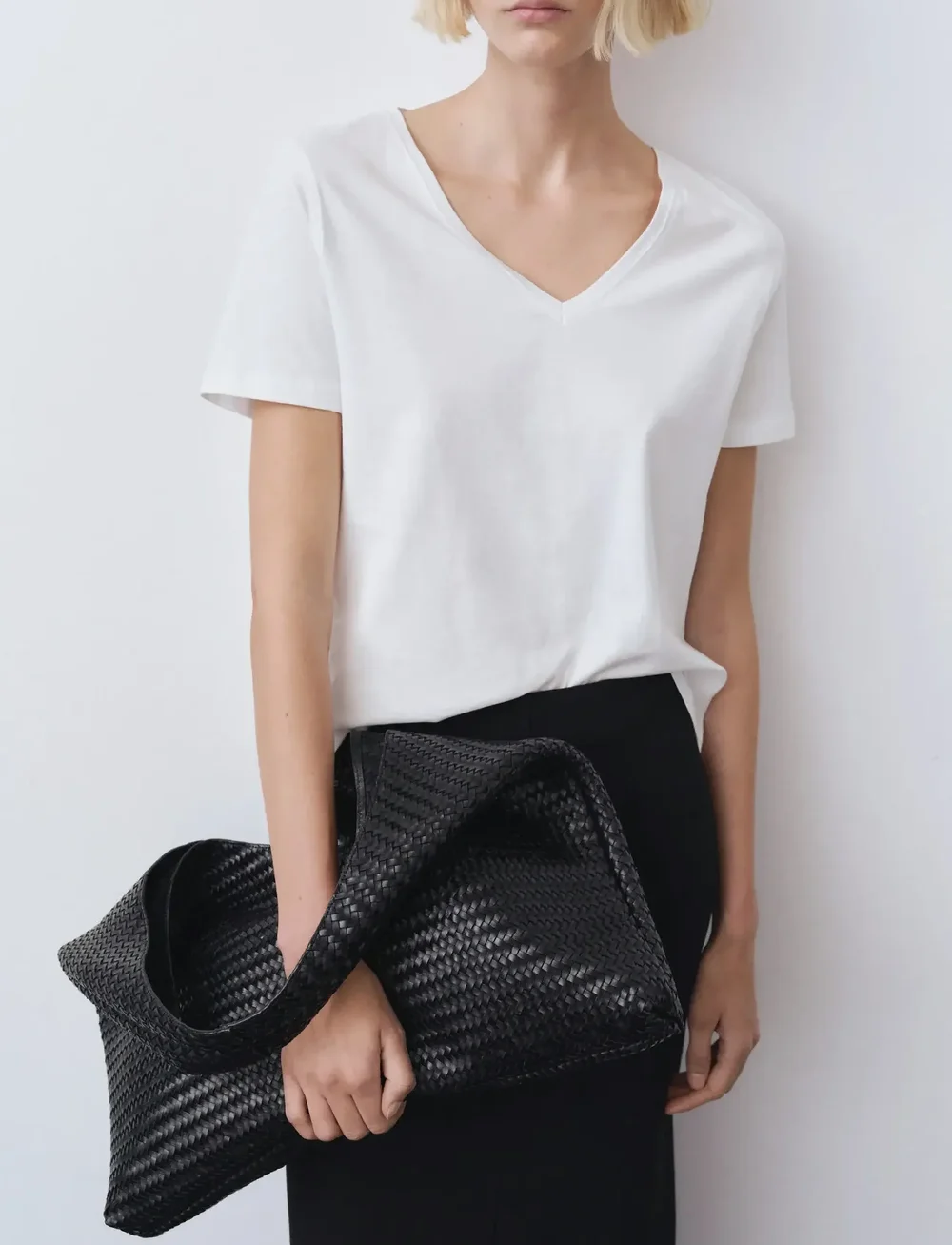 Mango - V-neck cotton T-shirt - t-shirts - white - 0