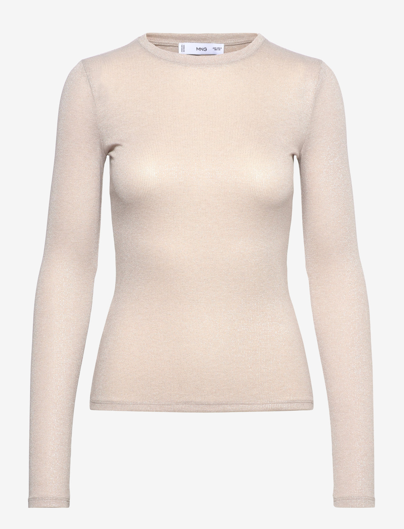 Mango - Lurex knitted t-shirt - light beige - 0