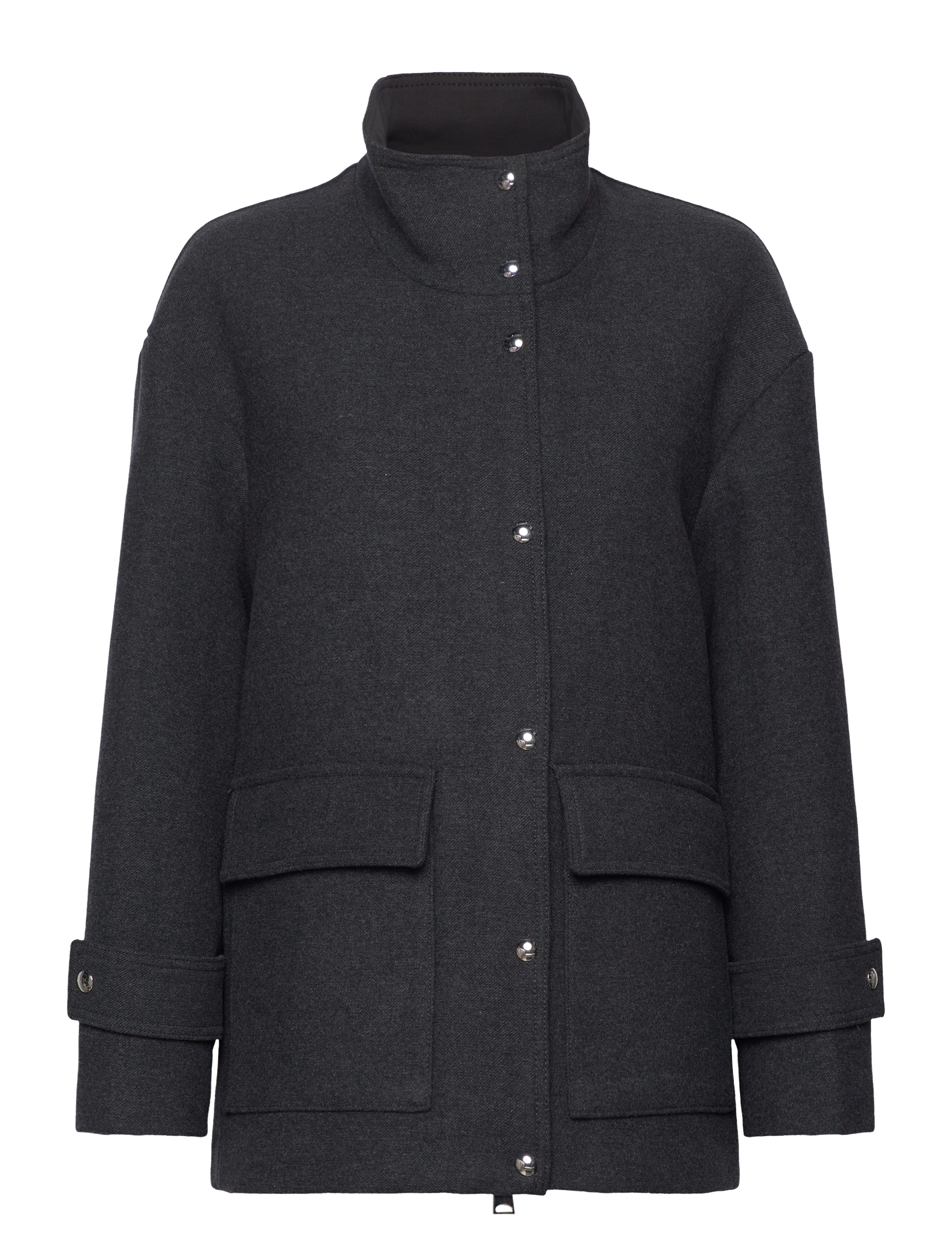 MANGO High Neck Midi Wolle Mantel Schwarz - S - Damen