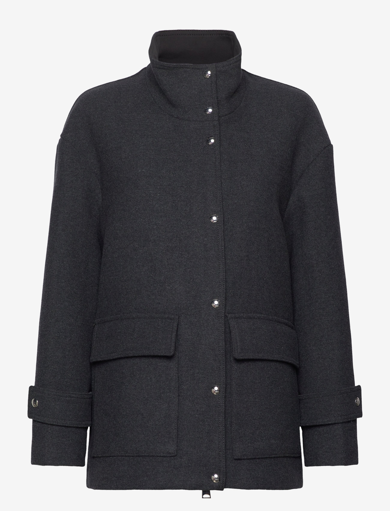 Mango - High neck midi wool coat - wollmäntel - medium grey - 0