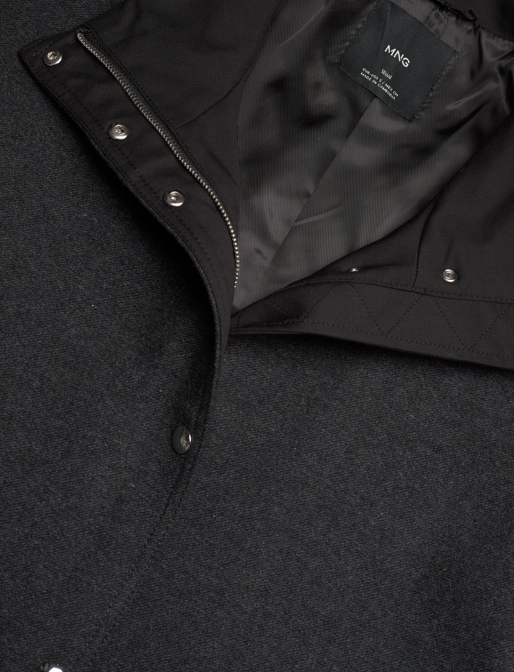 Mango - High neck midi wool coat - ullkåper - medium grey - 4