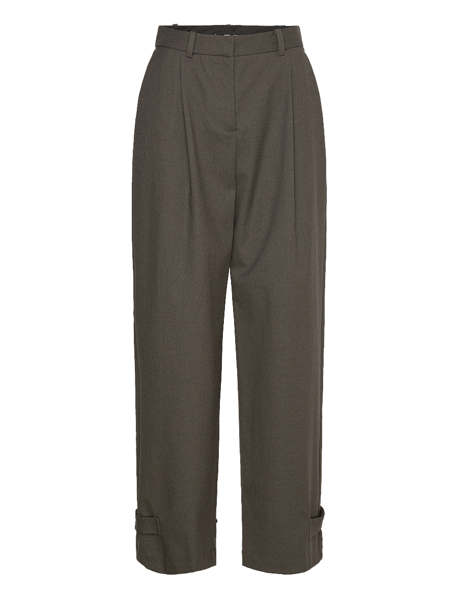 Mango - Buttoned-hem wide leg trousers - habitbukser - brown - 1