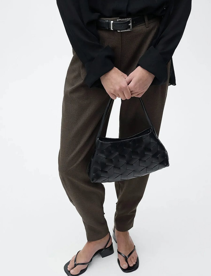 Mango - Buttoned-hem wide leg trousers - habitbukser - brown - 0