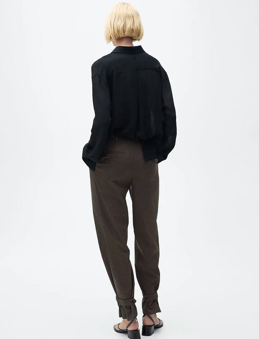 Mango - Buttoned-hem wide leg trousers - habitbukser - brown - 3