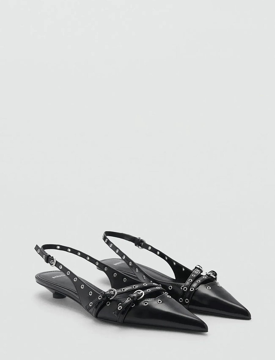 Mango - Die-cut kitten shoes - slingbacks med hæle - black - 0